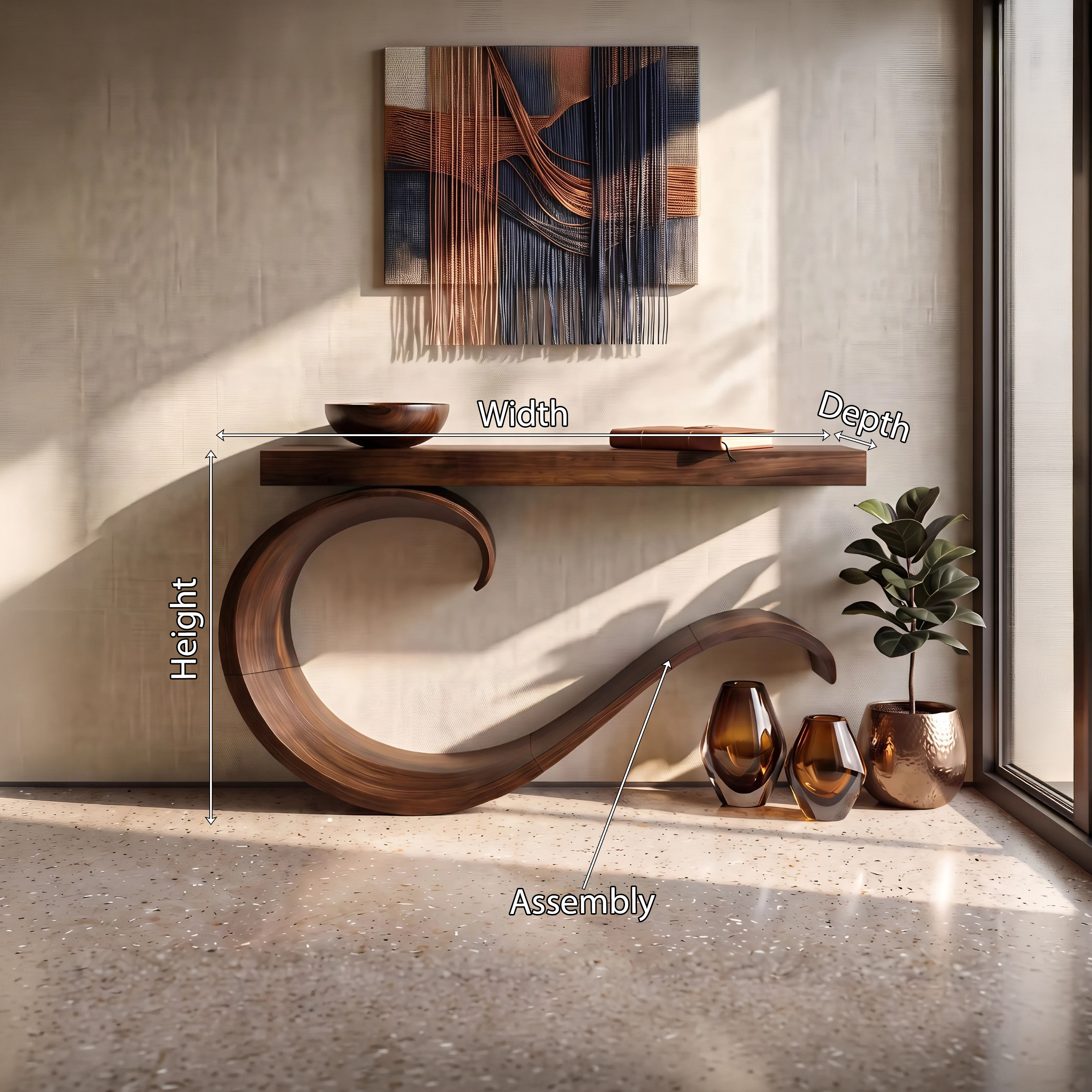 Handcrafted Sculptural Live Edge Console Table For Luxury Living Room SILDTTNCS087