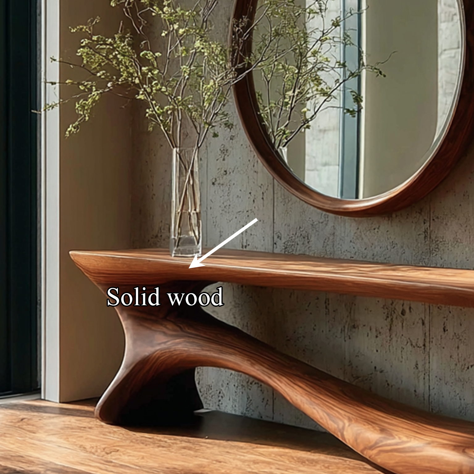 Wall Round Mirror Console Table Reclaimed Wood Decor Gift SINLSACS095
