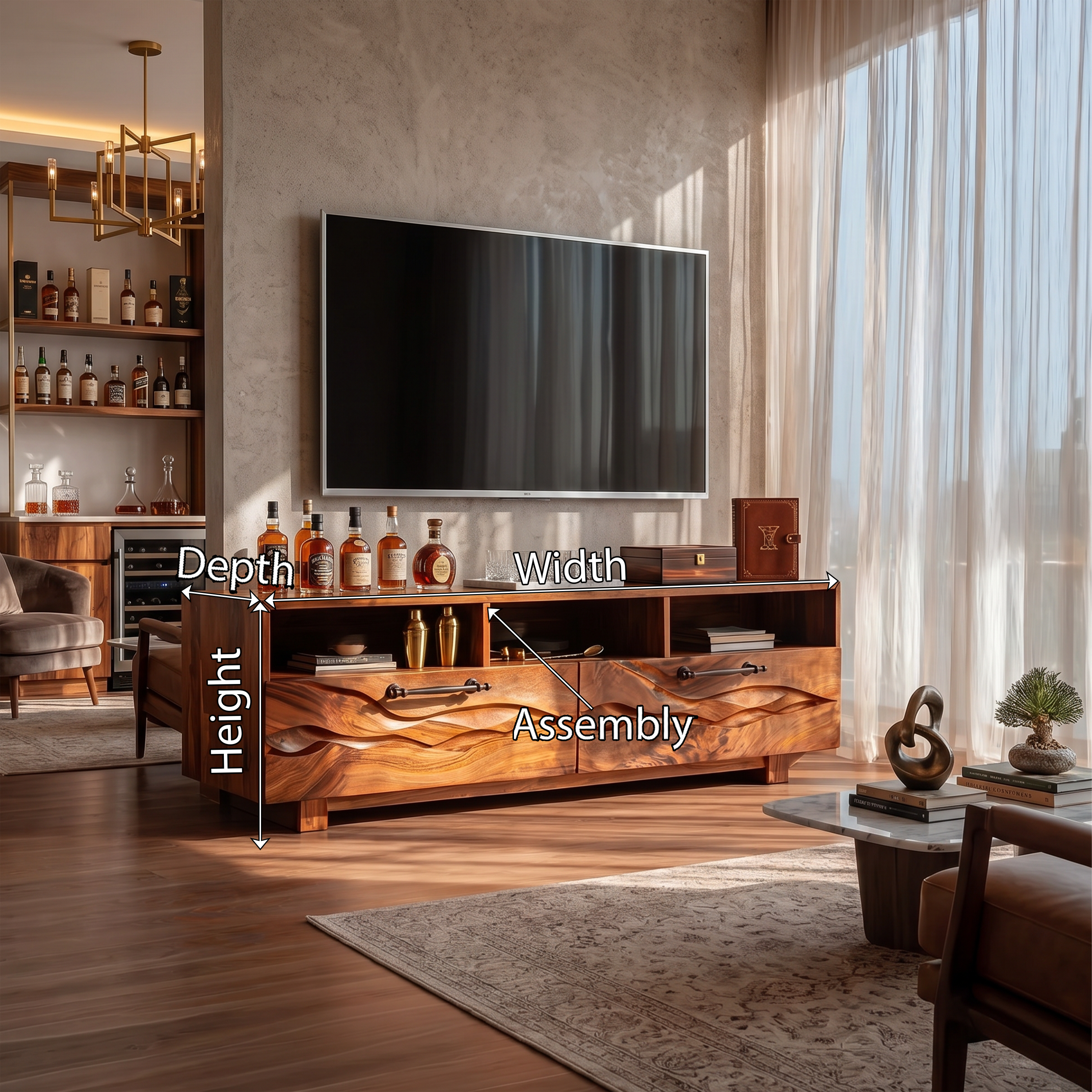Organic Curved TV Cabinet For Modern Lake House Interior SILDTTRTVC096