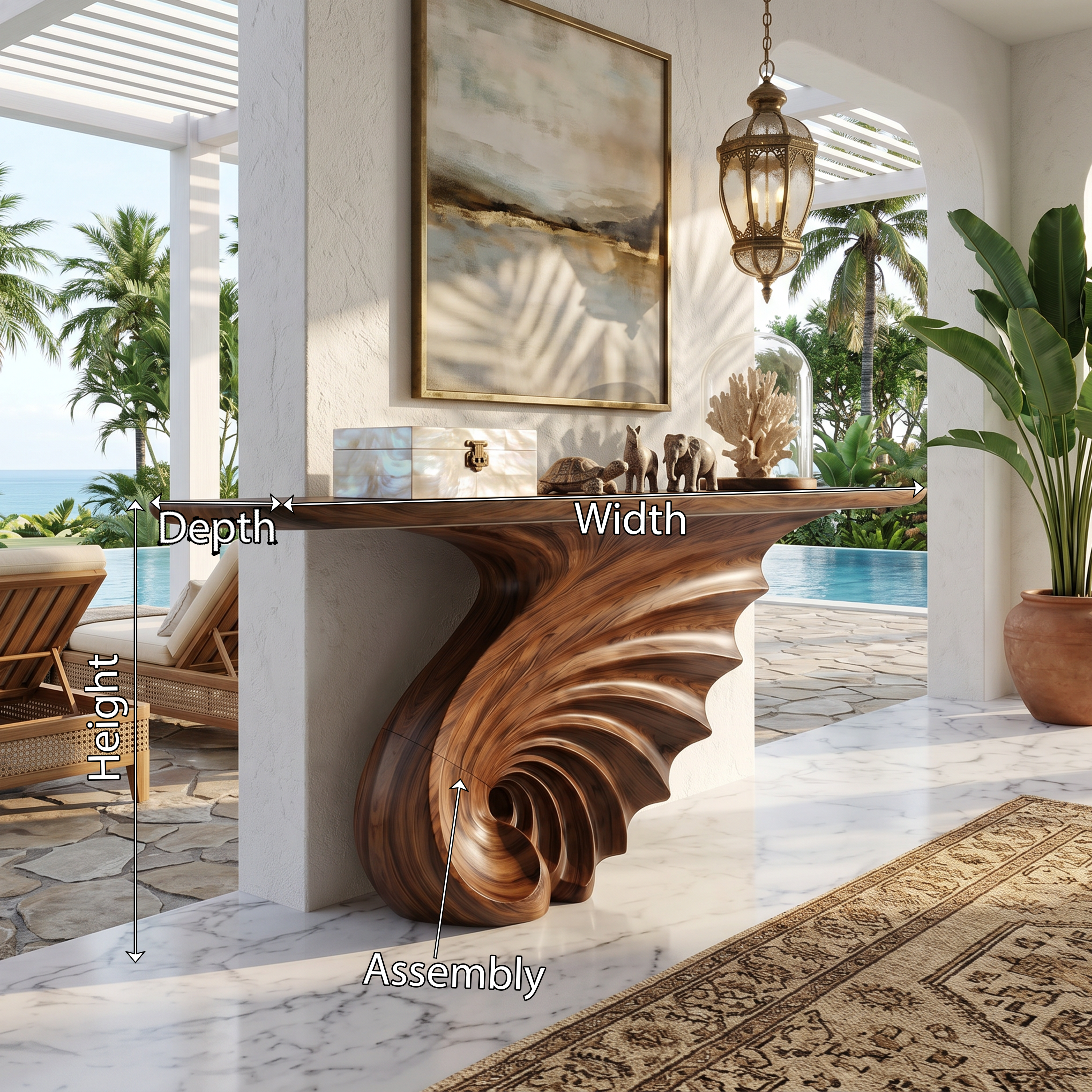 Luxury Spiral Base Console Table Contemporary Villa SILDTTRCS075