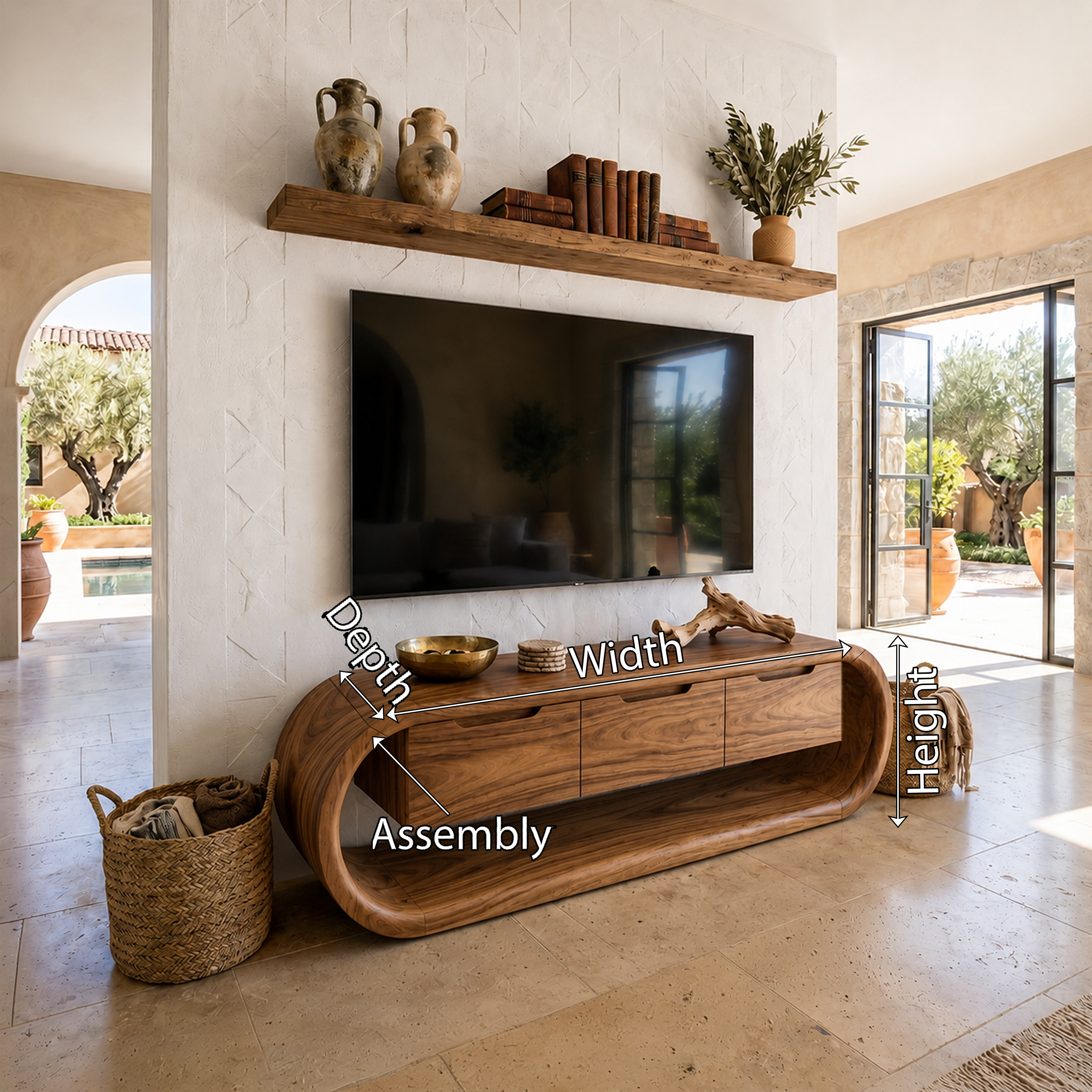 Coastal Greek Island TV Stand For Santorini Style Living Room SILDTTRTVC101