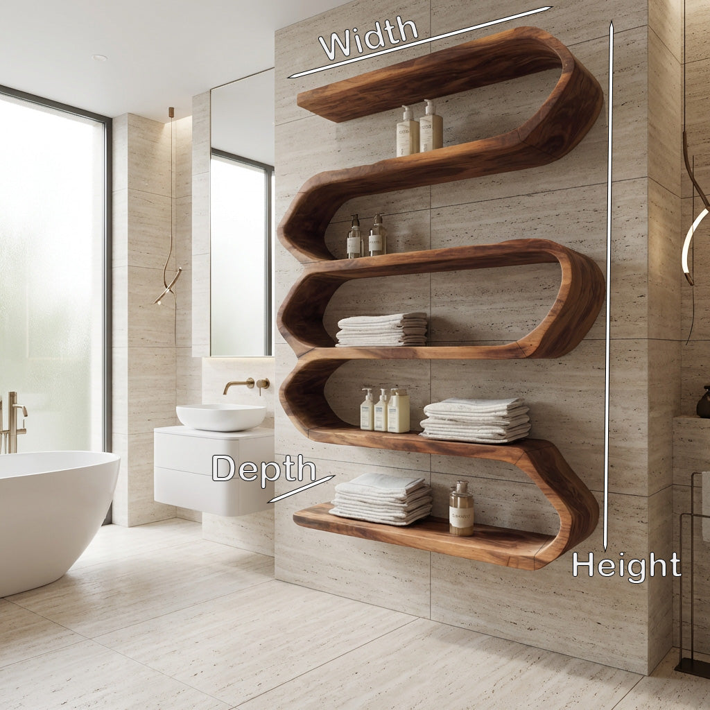 Organic Natural Wood Bathroom Shelf For Spa Style RTTHHNBAS029