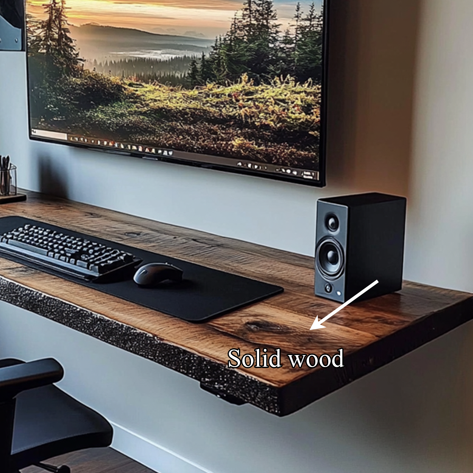 Floating Shelf Desk Solid Wood Rustic Style Gift SINLSAFL074