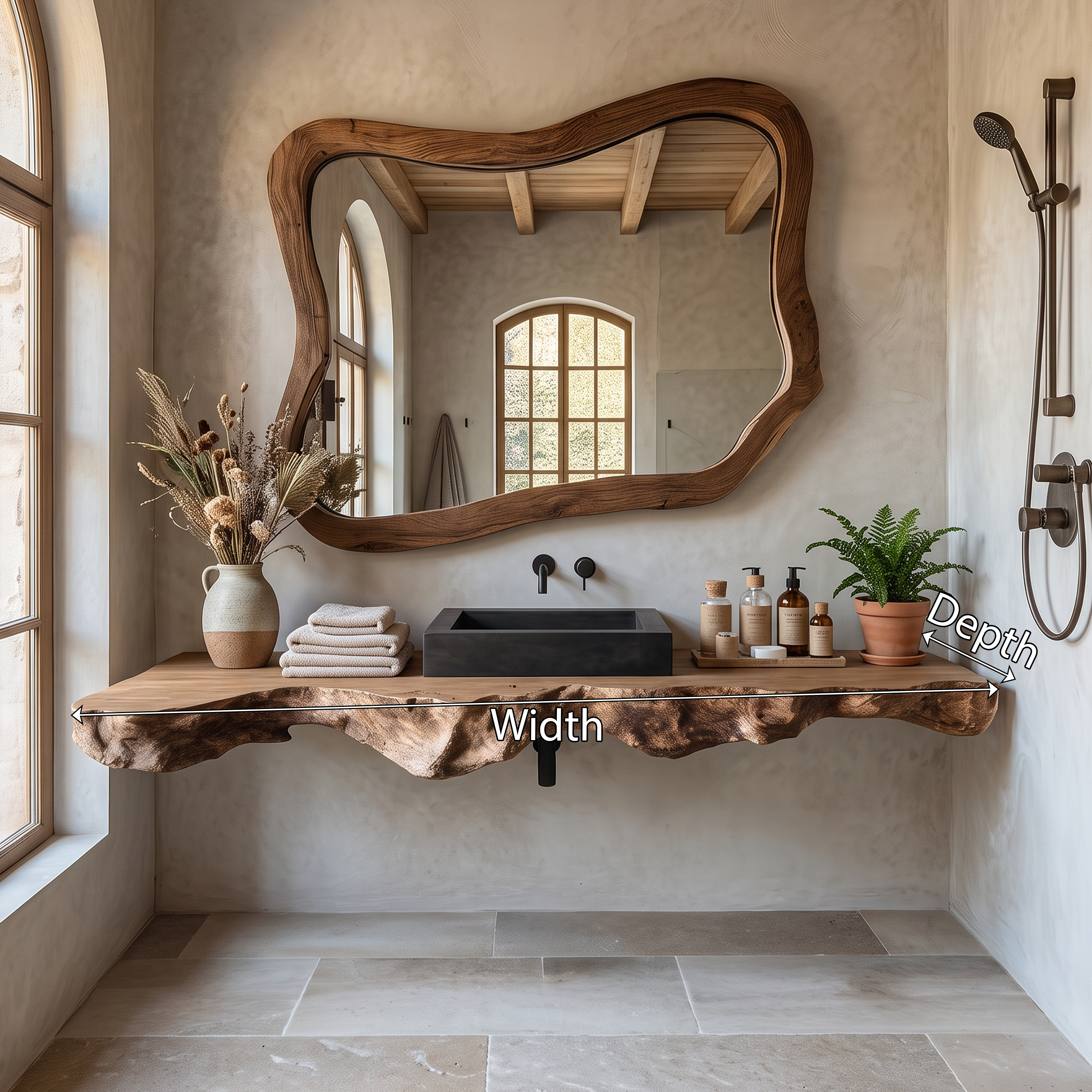 Live Edge Solid Wood Vanity For Rustic Bathroom SILDTTRBAS024