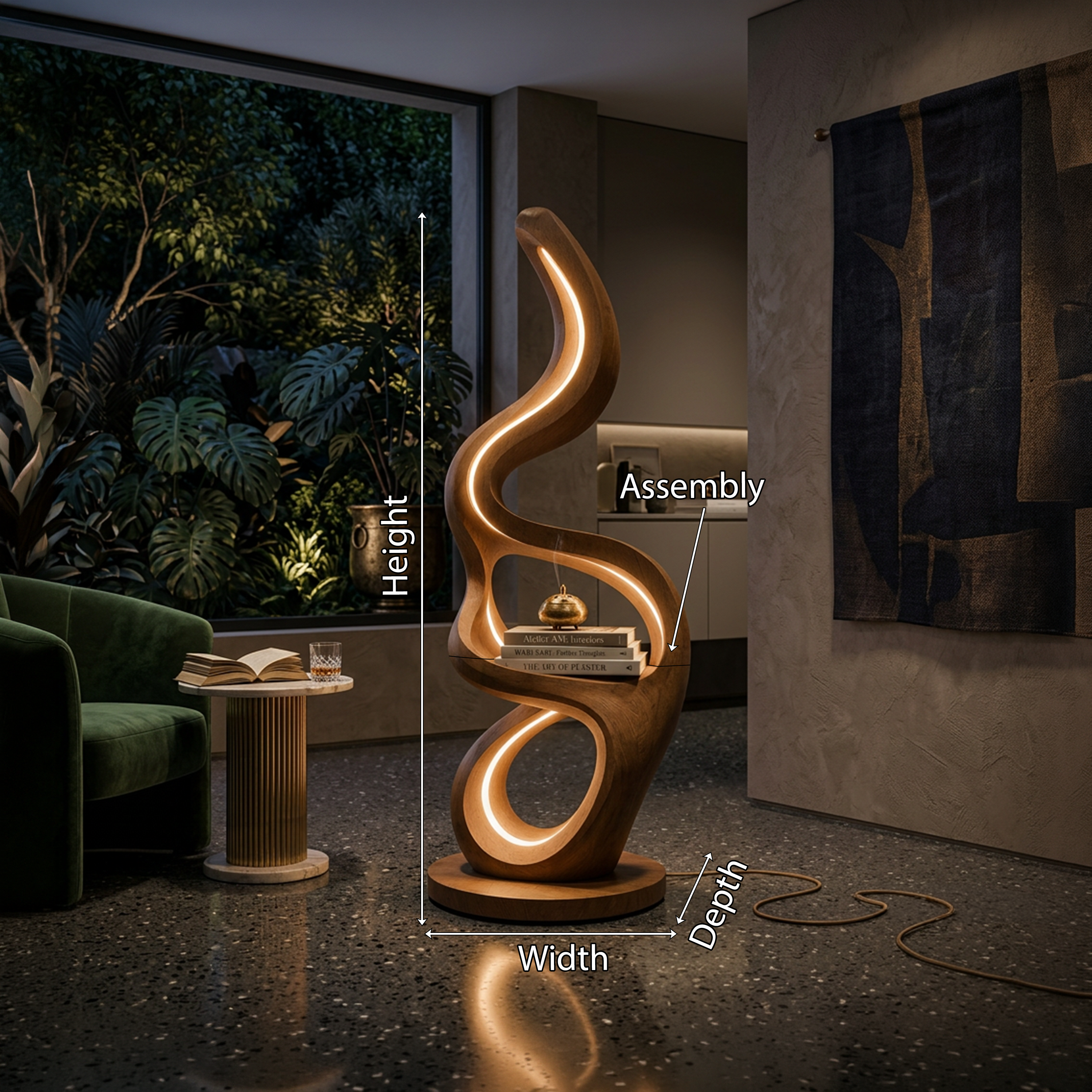 Modern Teardrop Lamp With Shelf For Reading SILDTTNLAM023