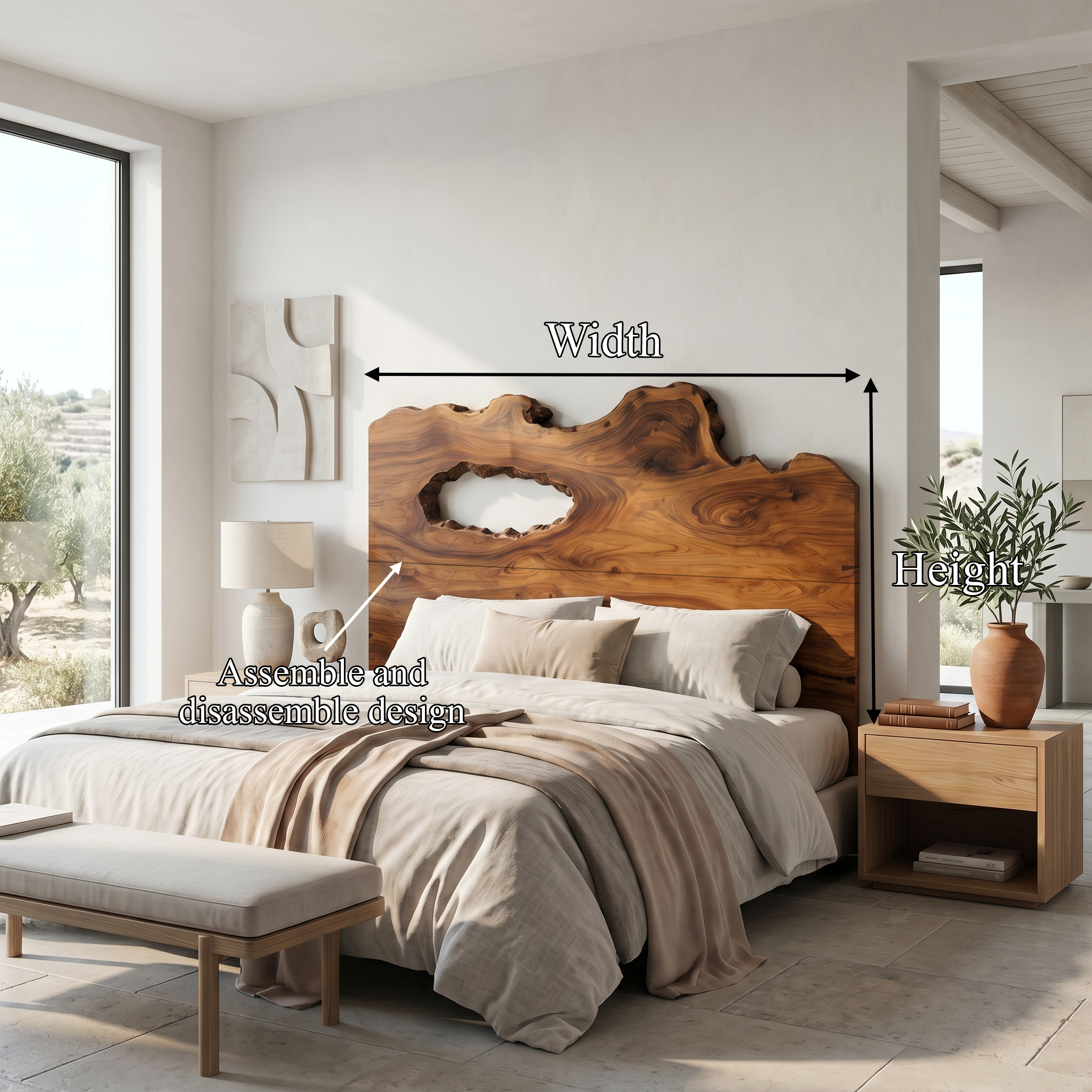 Rustic Natural Knot Headboard Wooden Bed Headboard For Bedroom SINLSAHB060
