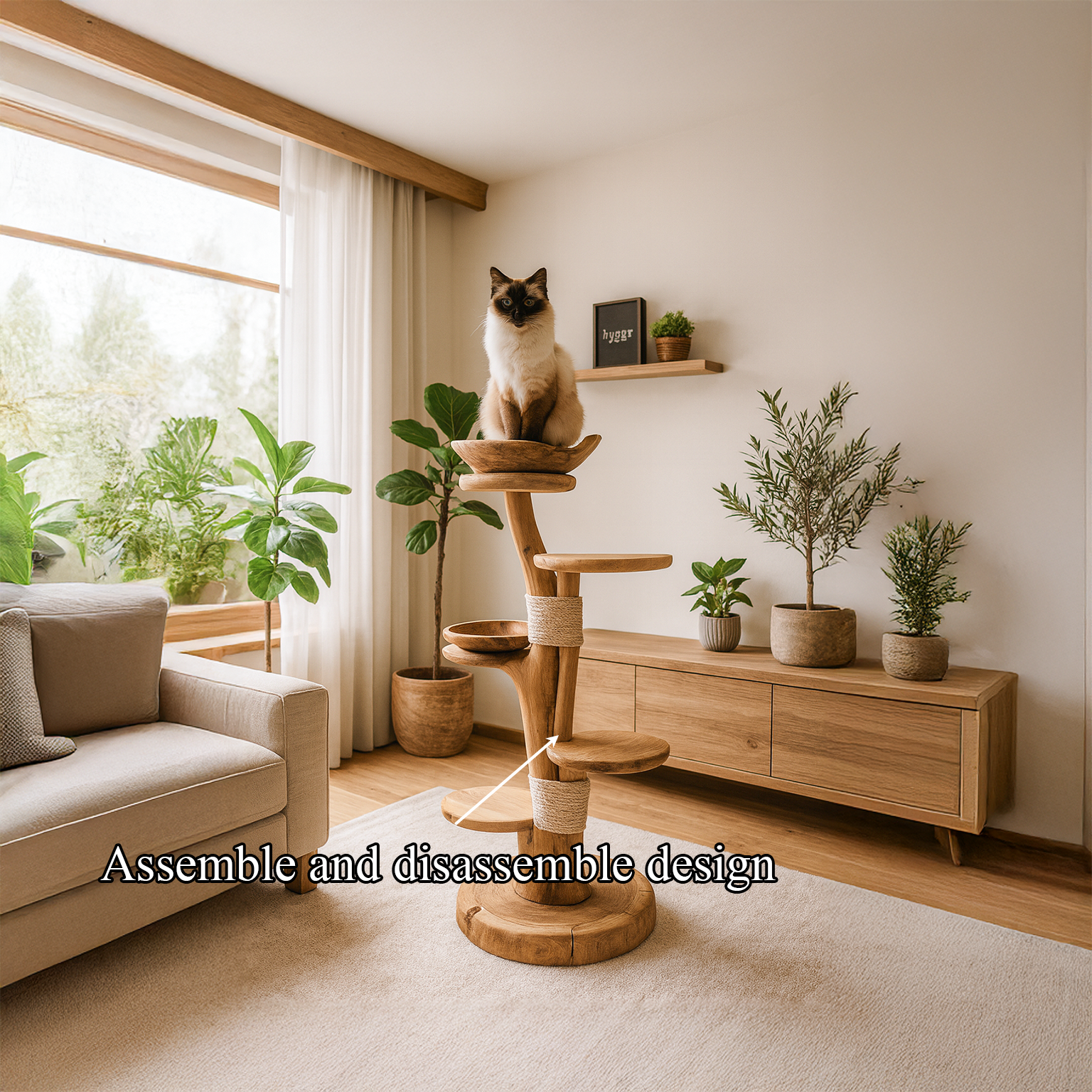 Mid Century Tree Cat Tower Living Home Office SINLSATT036