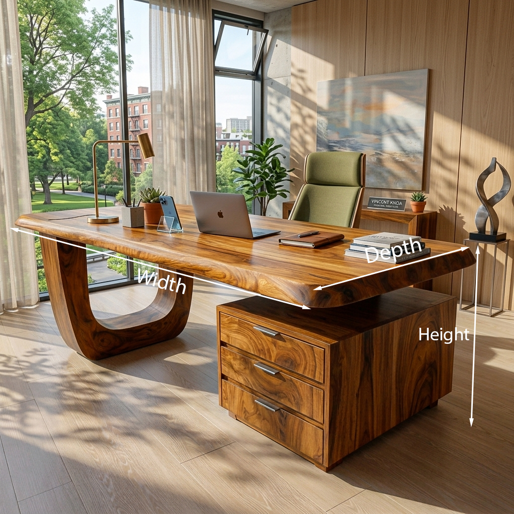 Minimalist Wooden Desk With Drawers For Home Workspace RTTHTTDE069