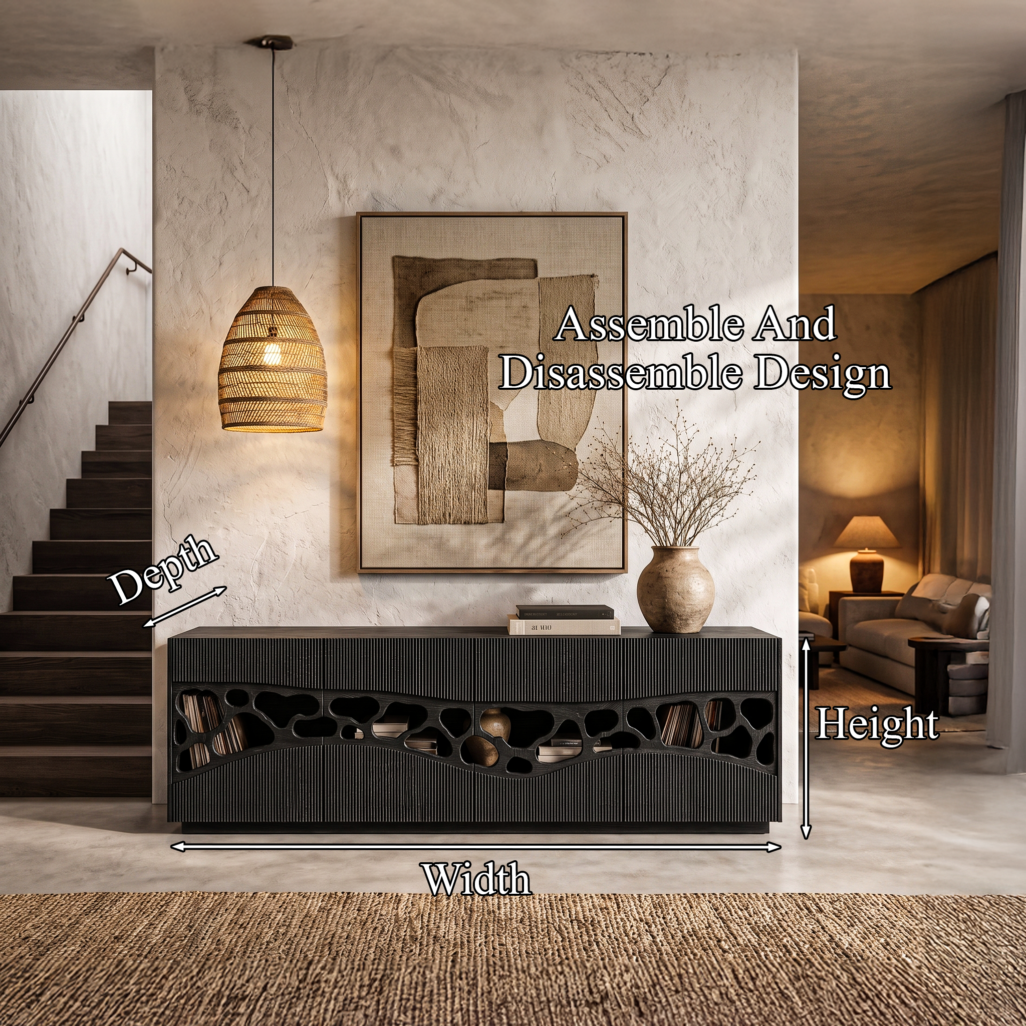 Contemporary Sideboard With Organic Cutout Design For Dining Room And Living Room SINLHASD002