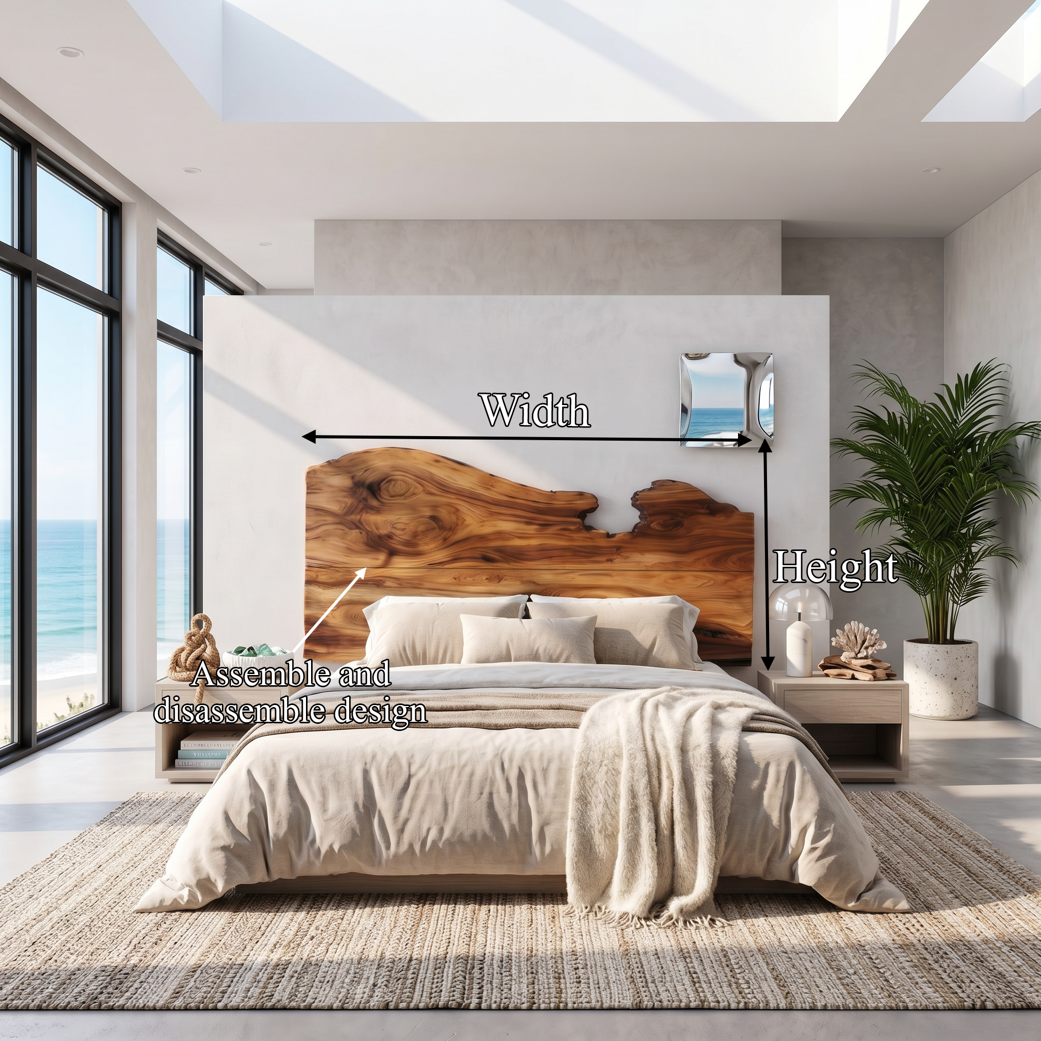 Contemporary Live Edge Headboard Wooden Bed Headboard For Bedroom SINLSAHB061