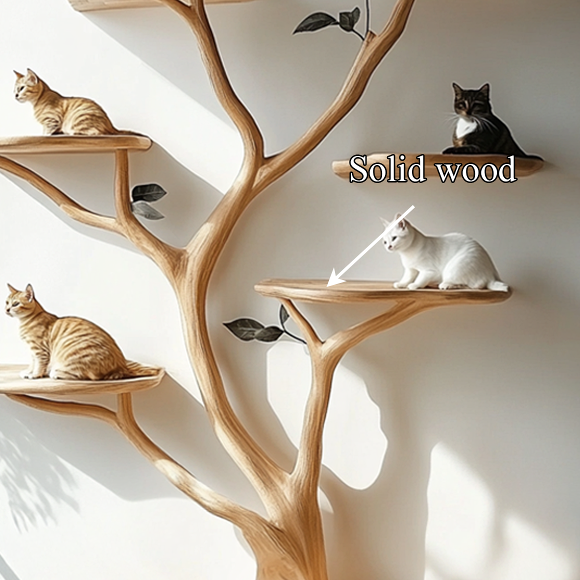 Mid Century Handcrafted Cat Tree Shelf Artistic Wall Living Space SINLSATT068