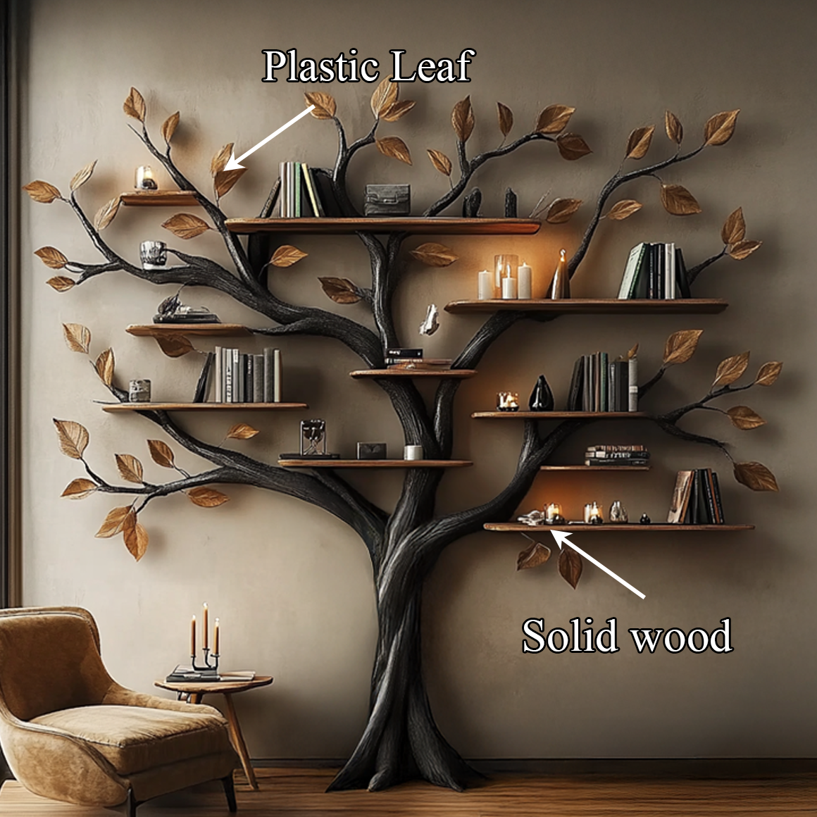Rustic Halloween Tree Bookshelf Bedroom Wall Display SINLSATB461