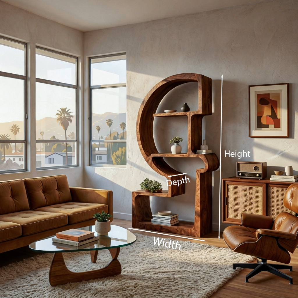 Artistic Wooden Bookshelf With Unique Curved Structure For Home RTTHTTBS127