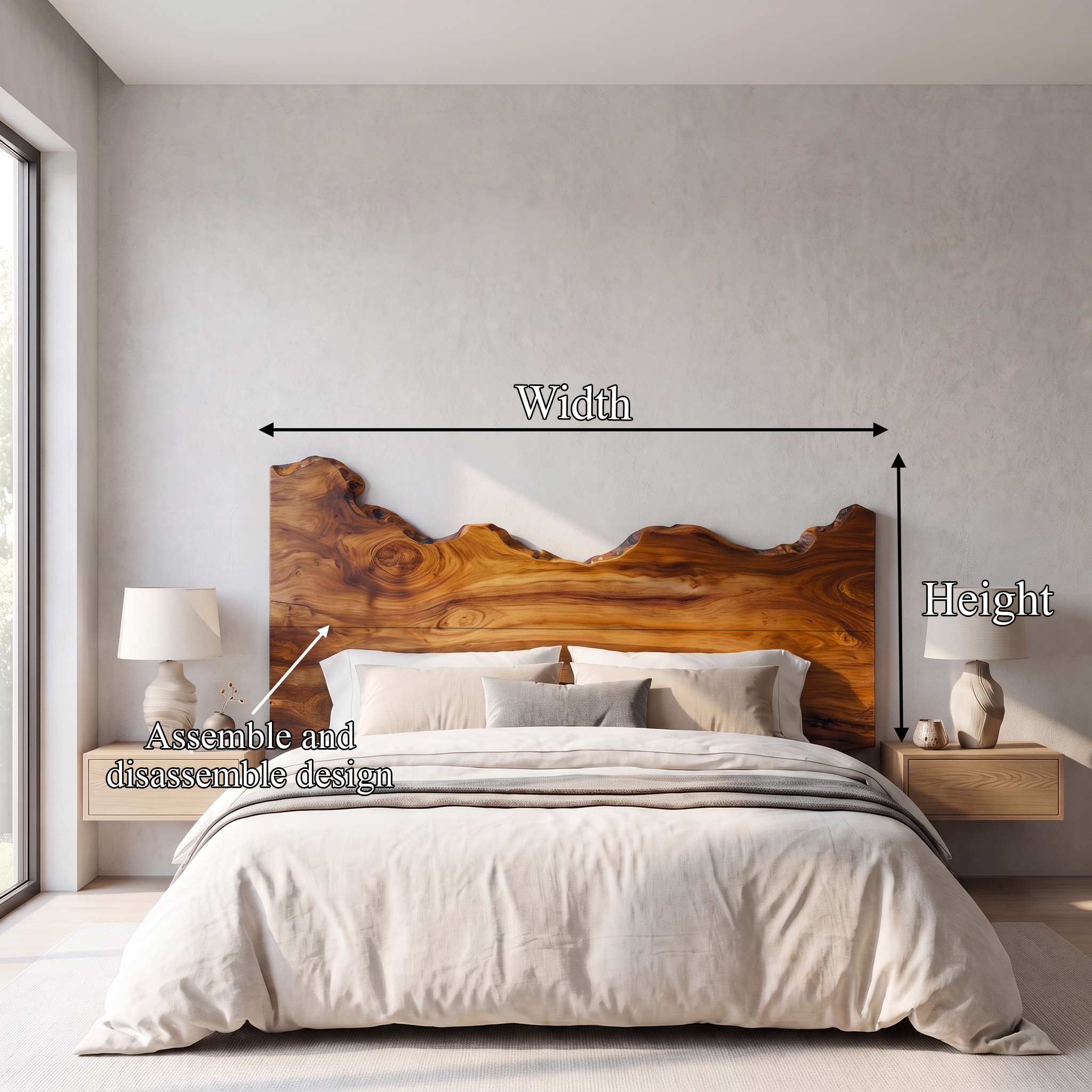 Contemporary Live Edge Wood Headboard For Bedroom SINLSAHB063
