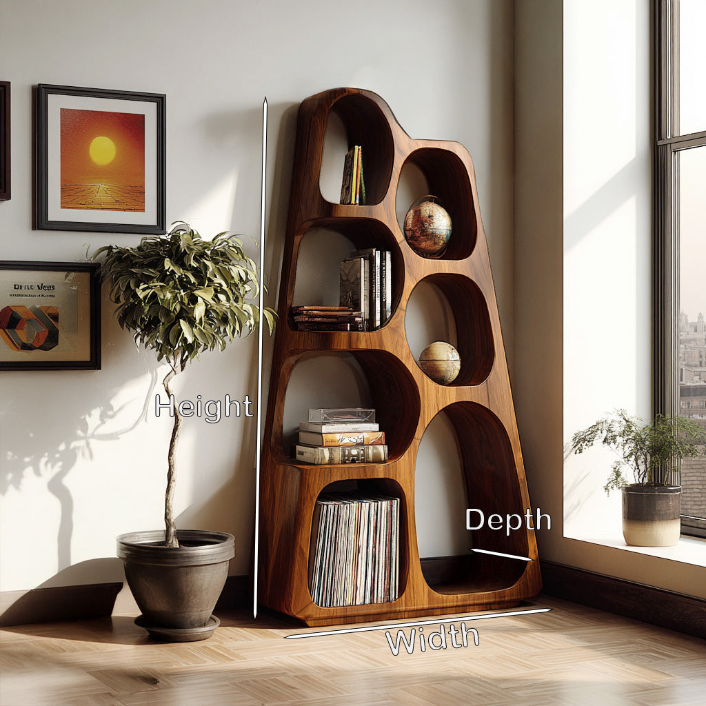 Organic Wooden Bookshelf For Japandi Furniture Decor RTTHHNBS151