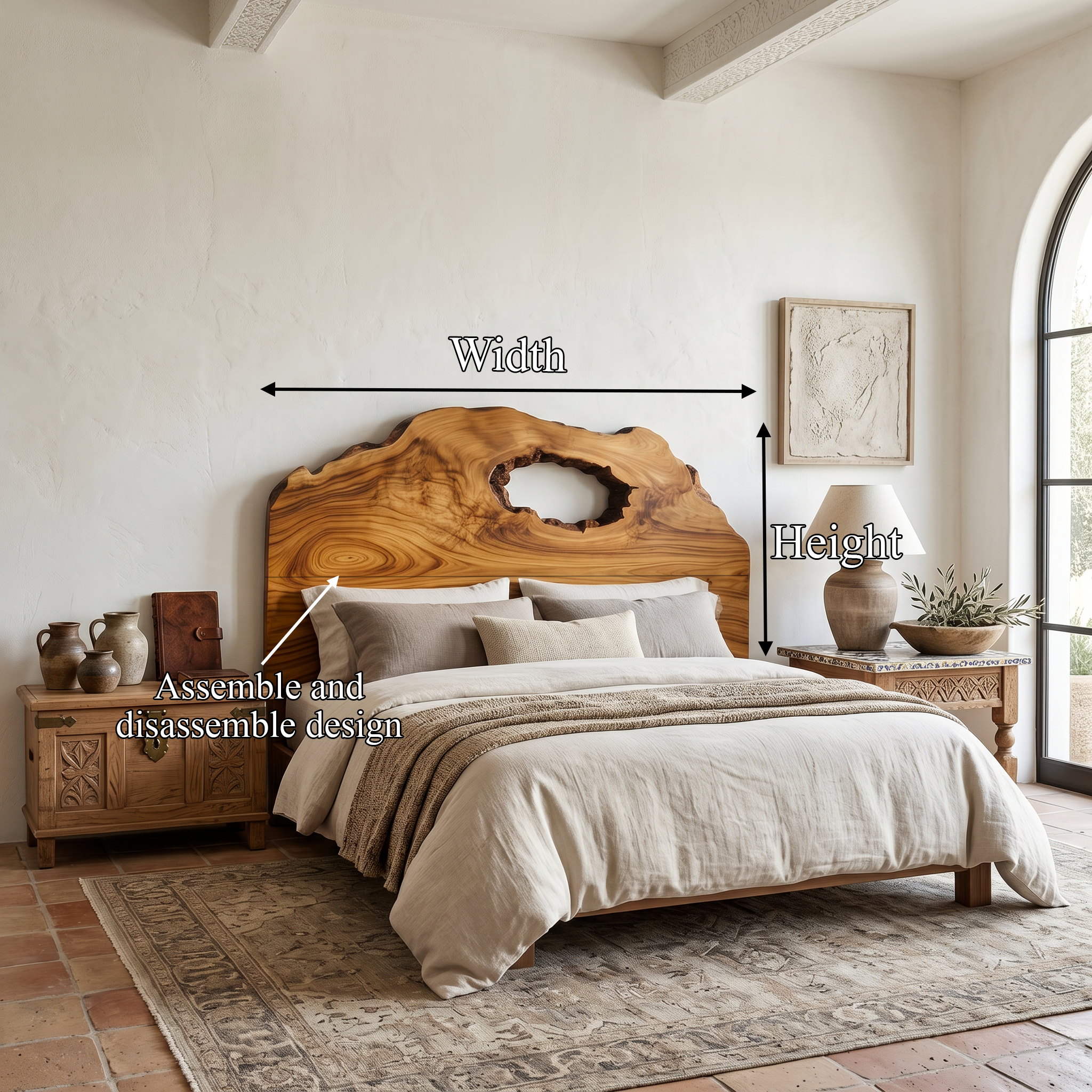 Organic Headboard Wooden Bed Headboard For Bedroom SINLSAHB065