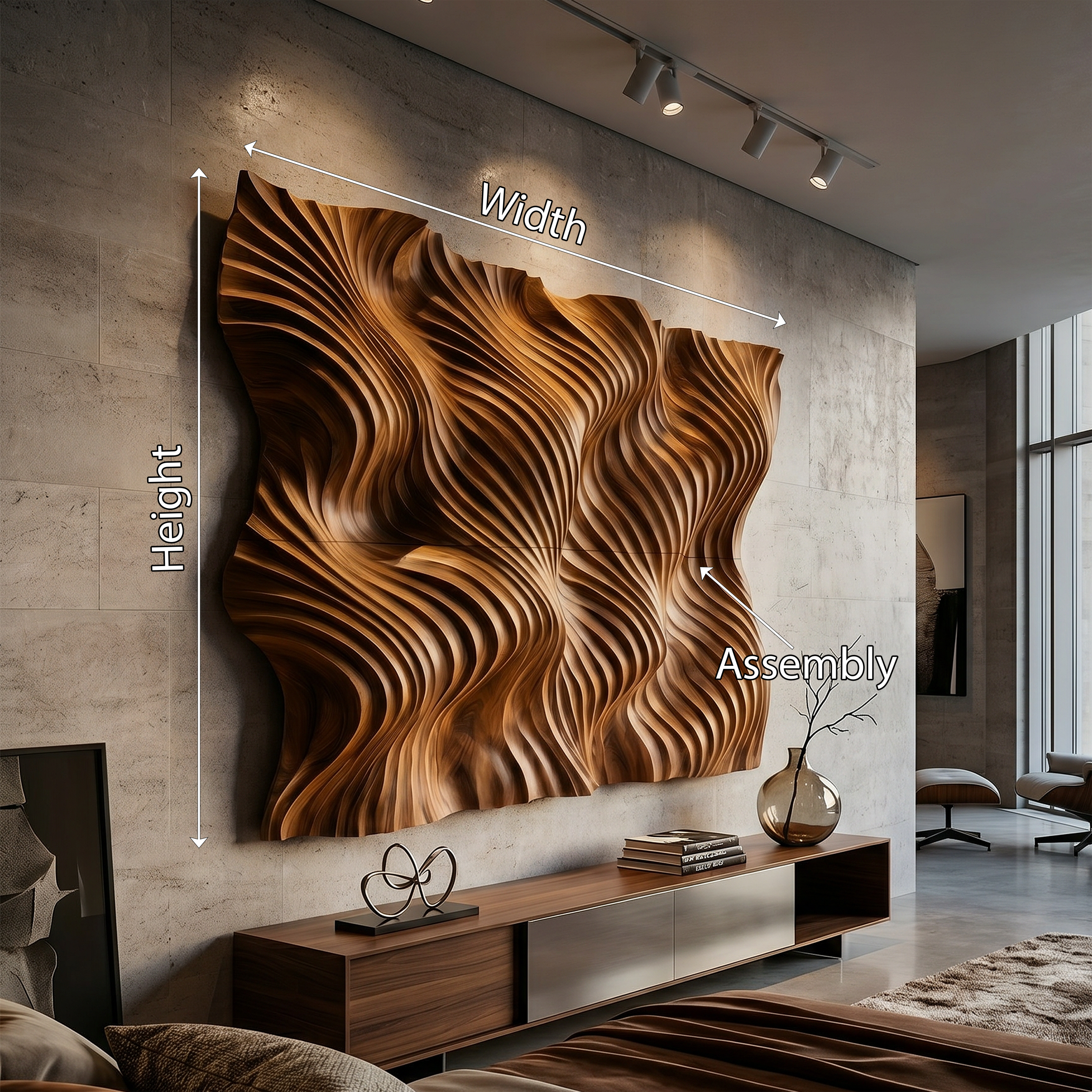Modern Flowing Wave Wood Wall Art Luxury Bedroom Interior Decor SILDTTRWA126