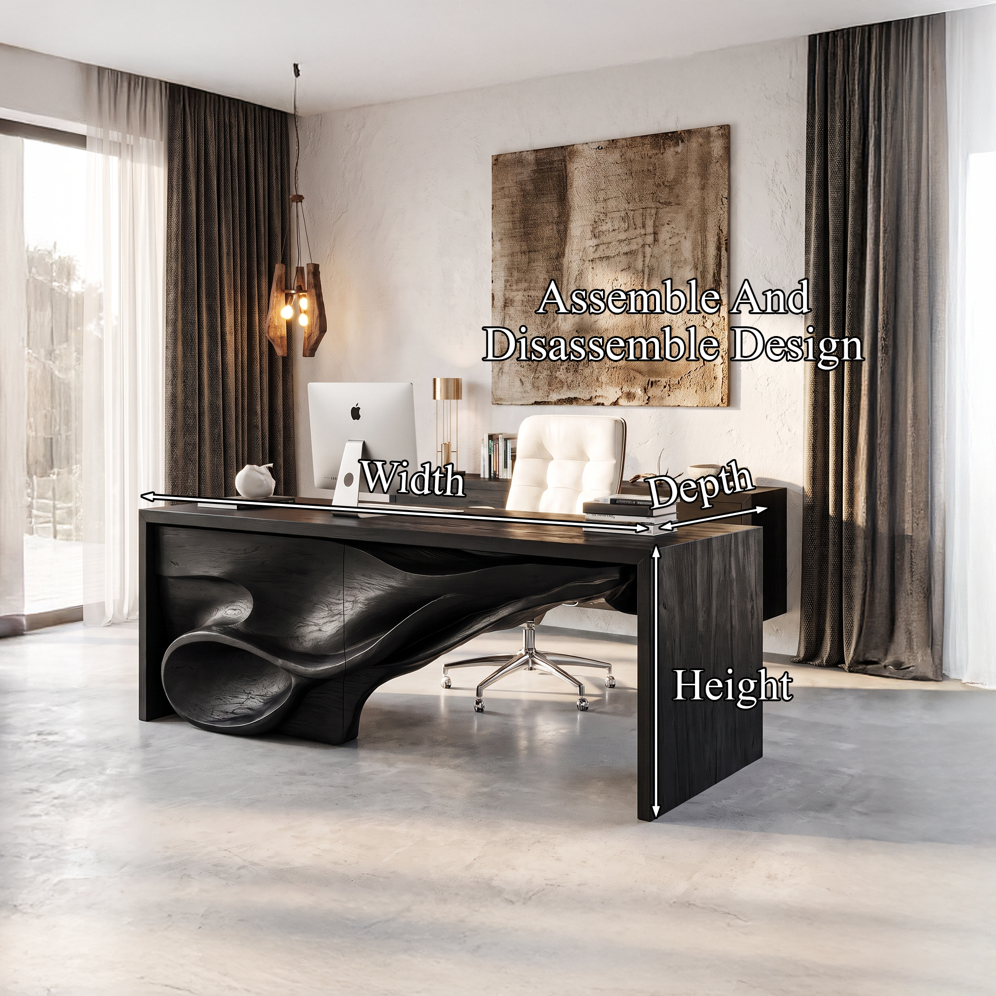 Sculptural Writing Desk Handcrafted Storage Design For Executive Home Office SINLHADE168