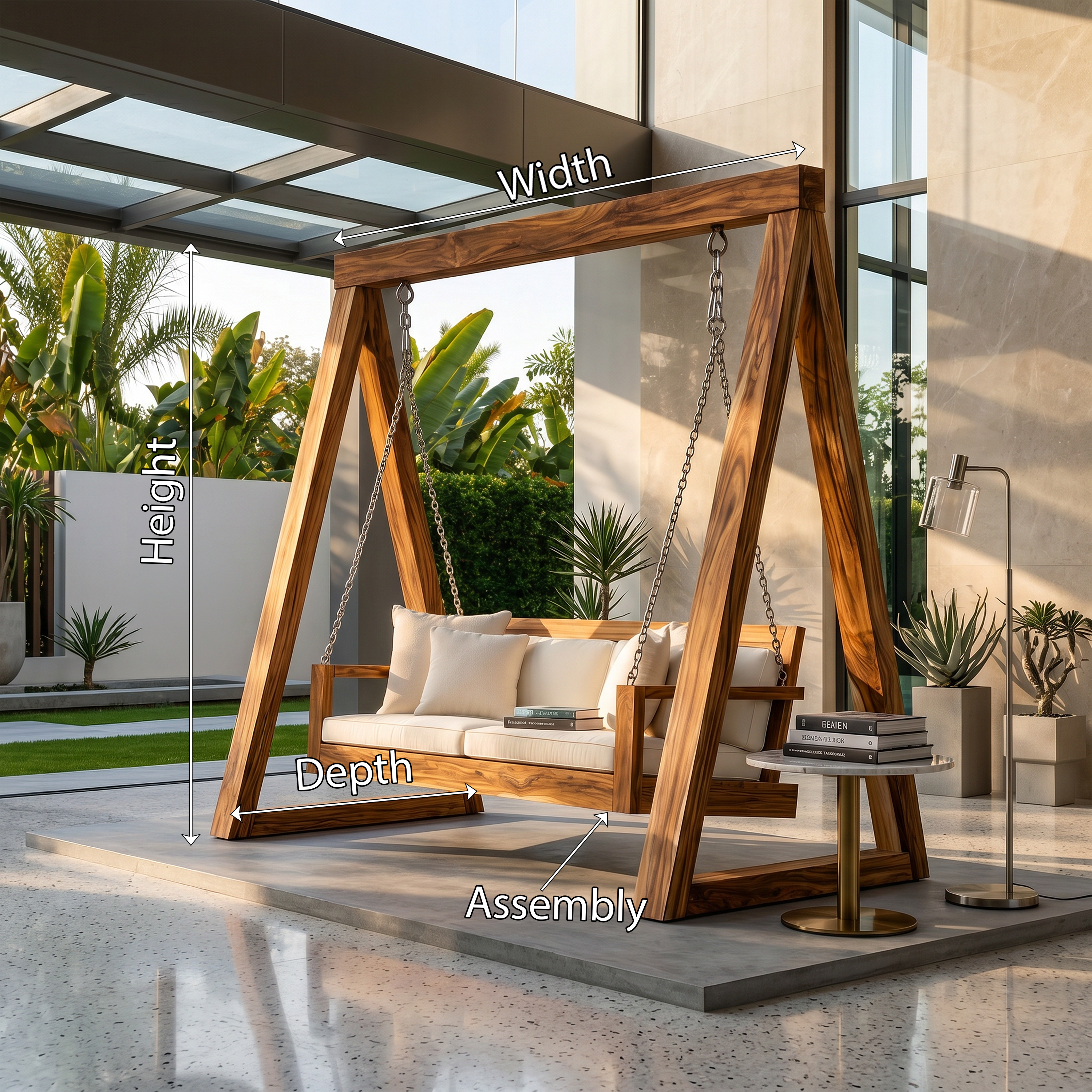 Freestanding Wooden Garden Swing Luxury Outdoor Living SILDTTRSWI009