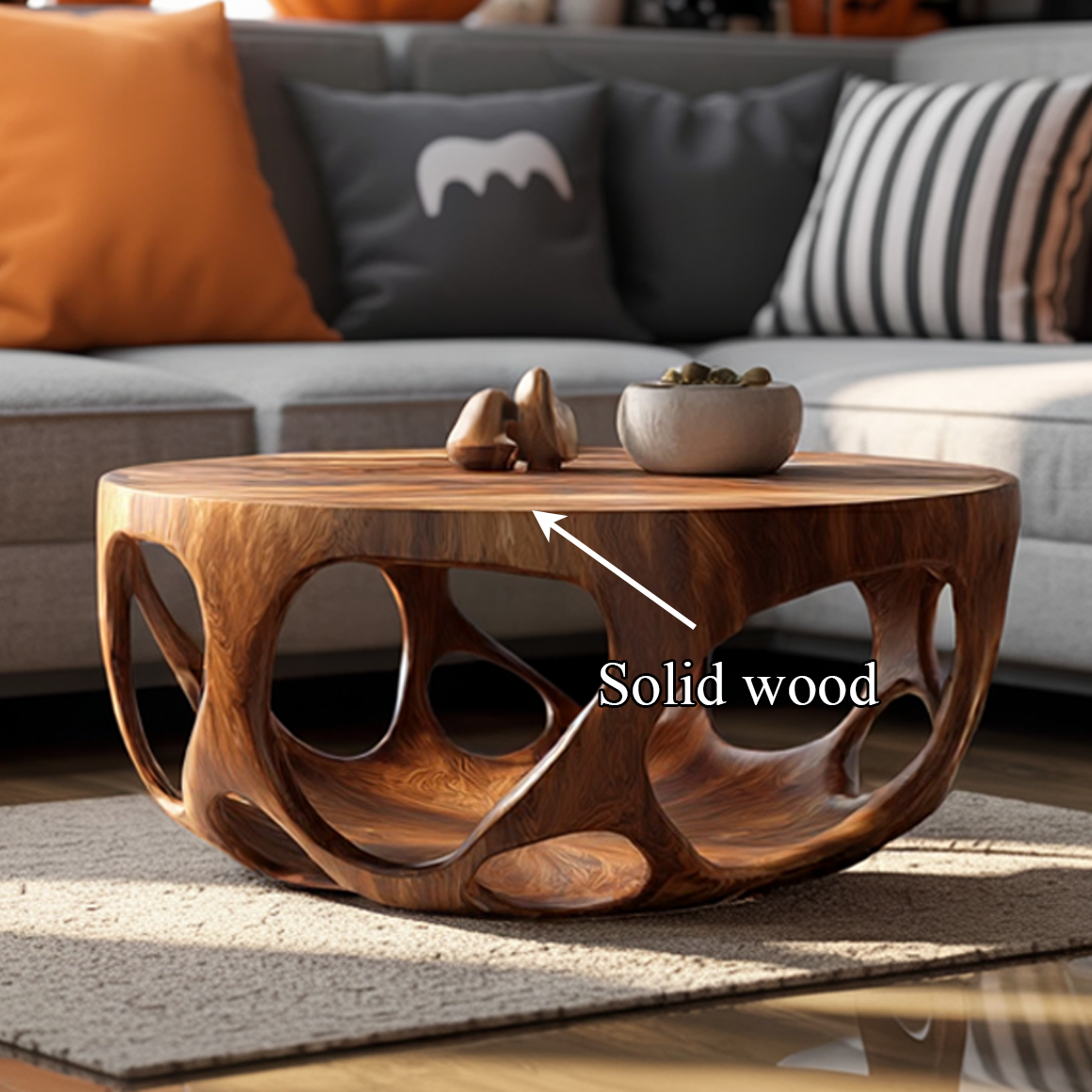 Mid Century Halloween Coffee Table Natural Wood Living Room SINLSAHW023