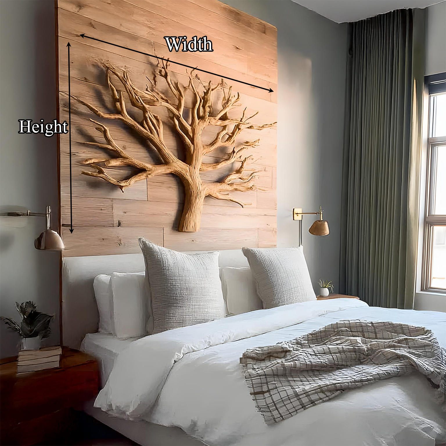 Rustic Tree Wall Art For Bedroom And Headboard Area SINLSATBW001