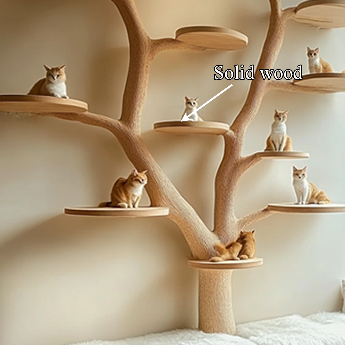 Rustic Cat Tree With Bench Living Room Pet Furniture SINLSATT060
