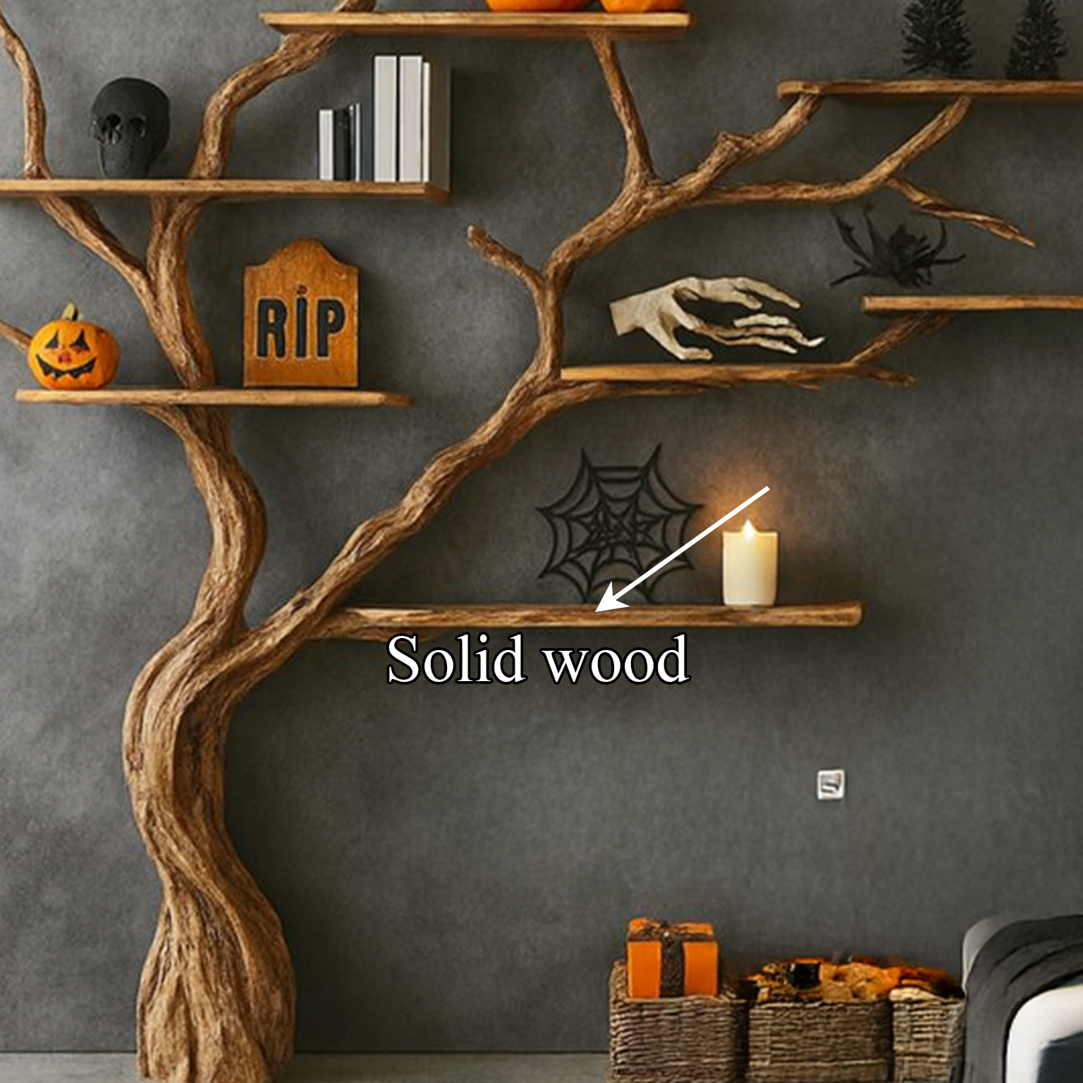 Midcentury Tree Bookshelf Living Room Halloween SINLSATB263