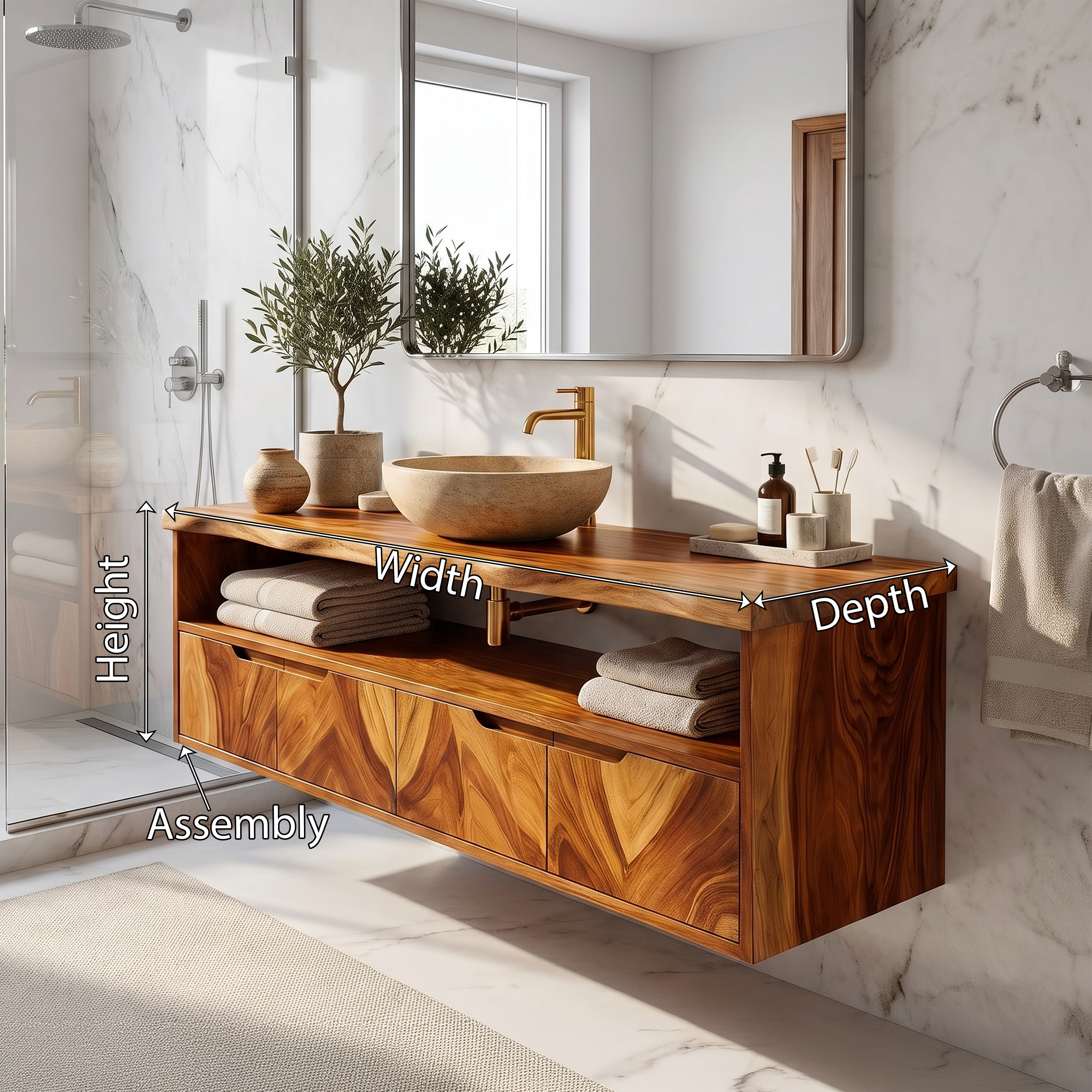 Mediterranean Floating Bathroom Cabinet Villa Bathroom SILDTTRBRV199
