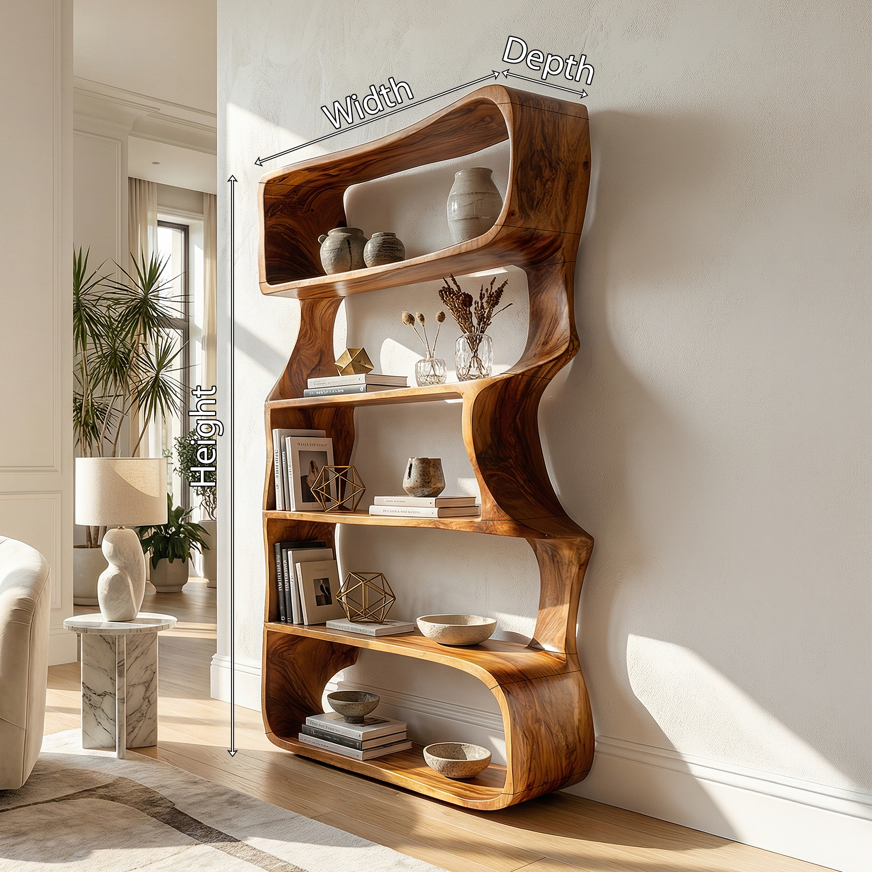 Organic Wooden Bookshelf For Home Storage Display SILDTTRBS022