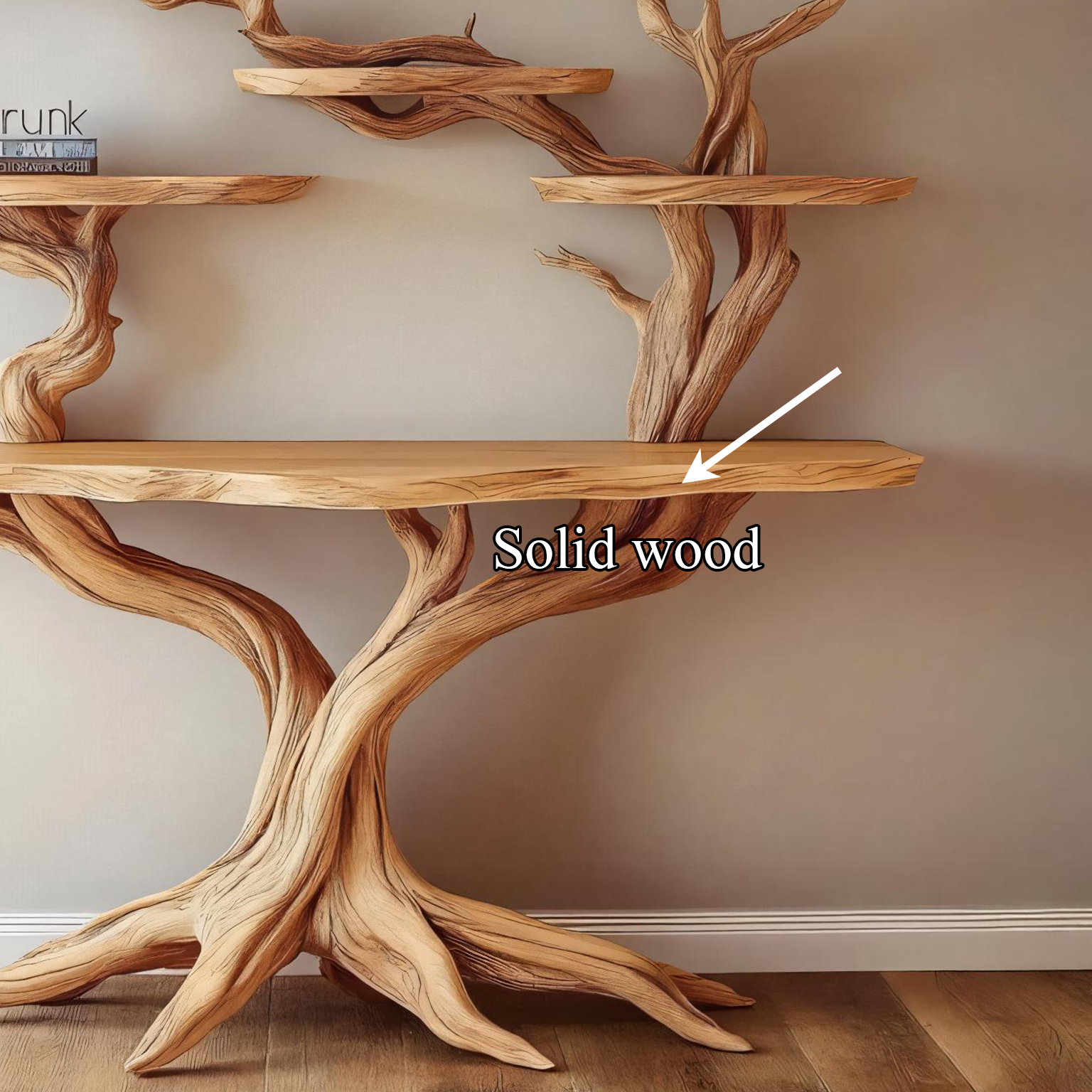 Tree Bookshelf Table Solid Wood Nature Style Gift SINLSACS097