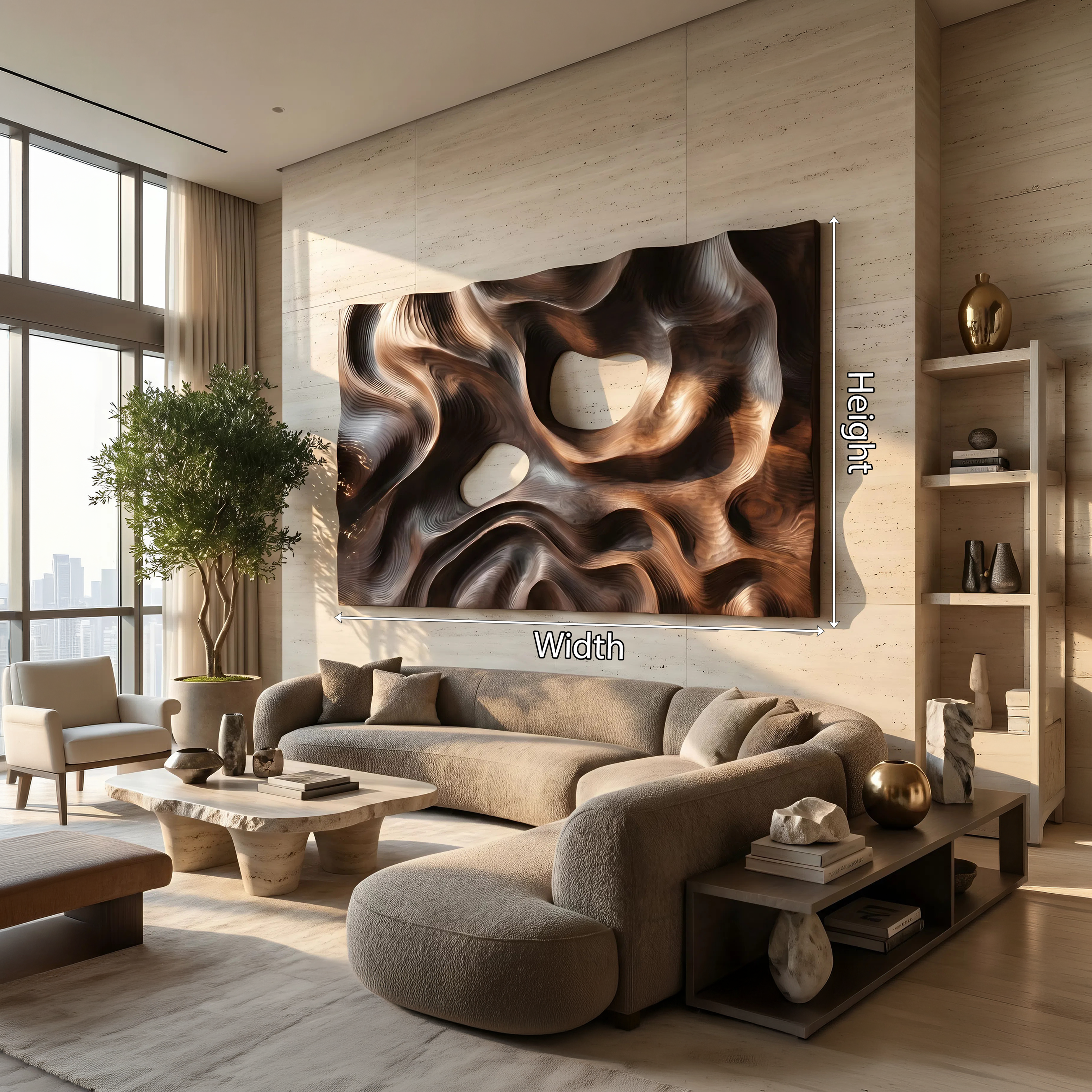 Contemporary Carved Wall Decor Panel For Living Room SILDTTNWA078