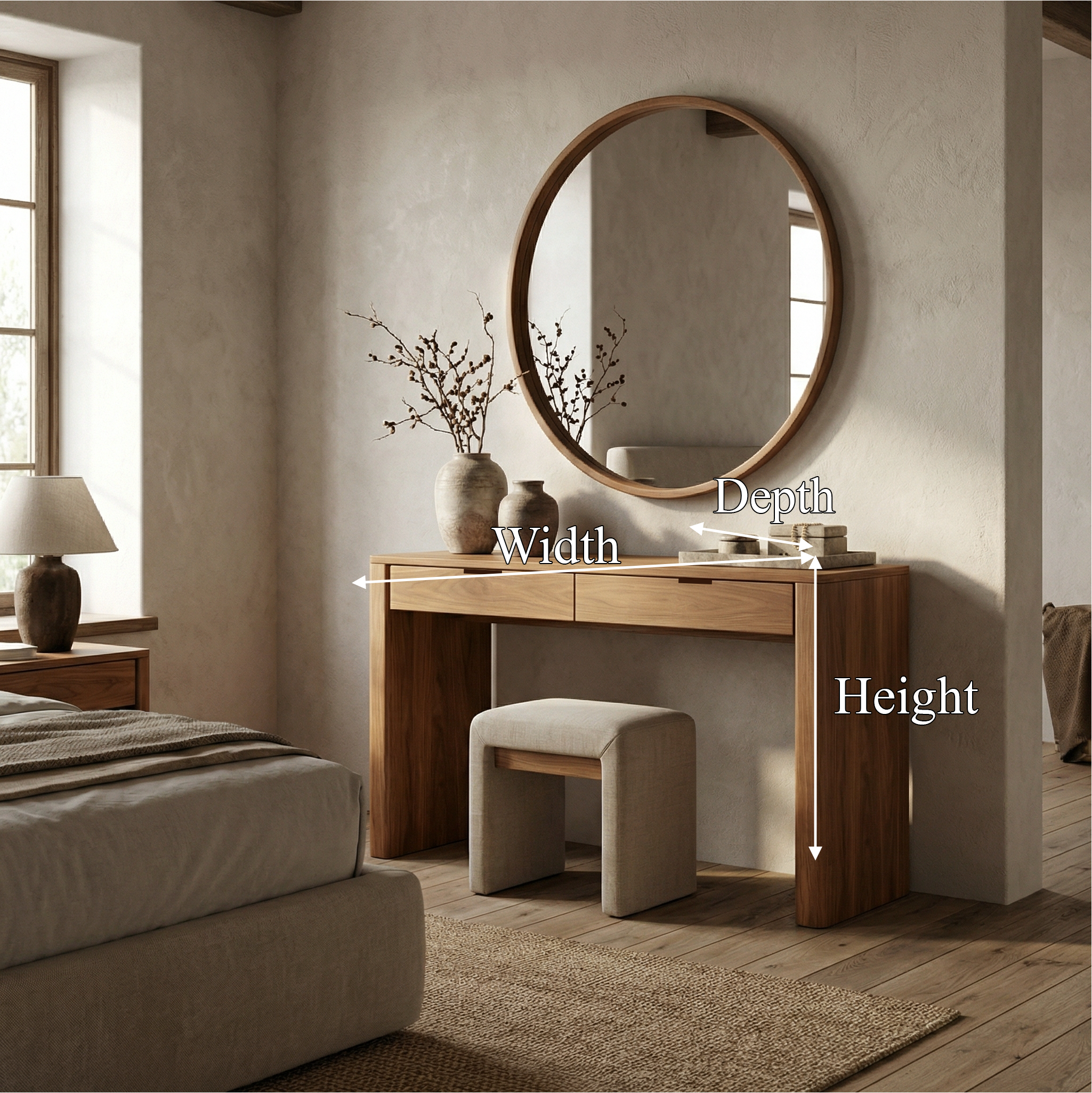 Rustic Dressing Table Natural Wood Organic Handmade Design For Bedroom SINLSABDT056