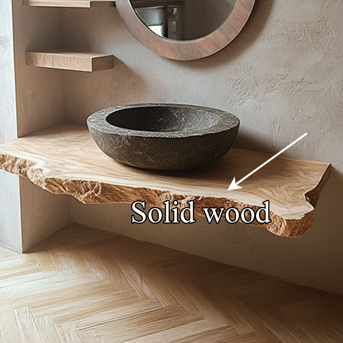 Rustic Floating Shelf Natural Edge Vanity Bathroom SINLSABRV176