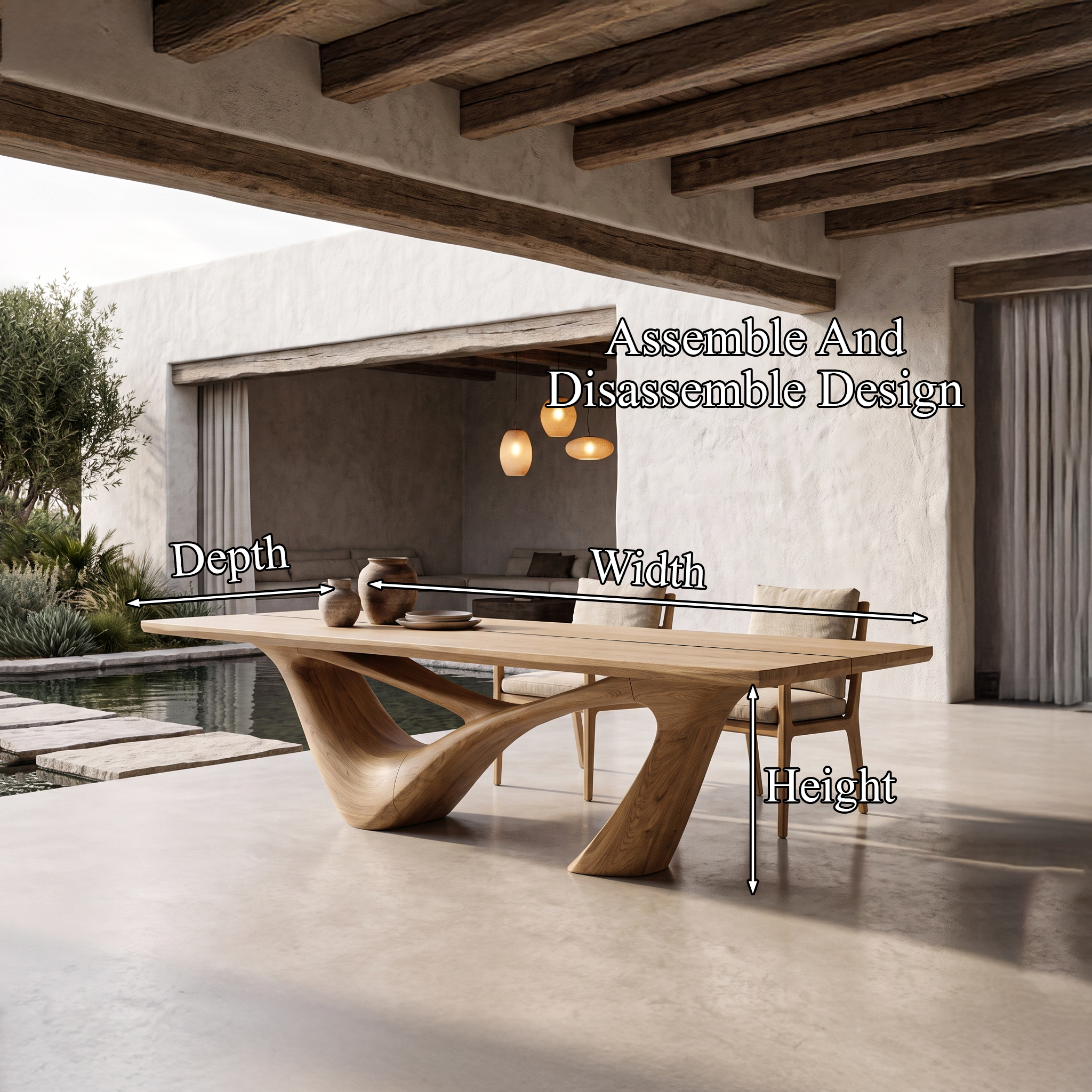 Minimalist Wing Pedestal Dining Table Solid Wood Dining Table For Dining Room SINLHADN210
