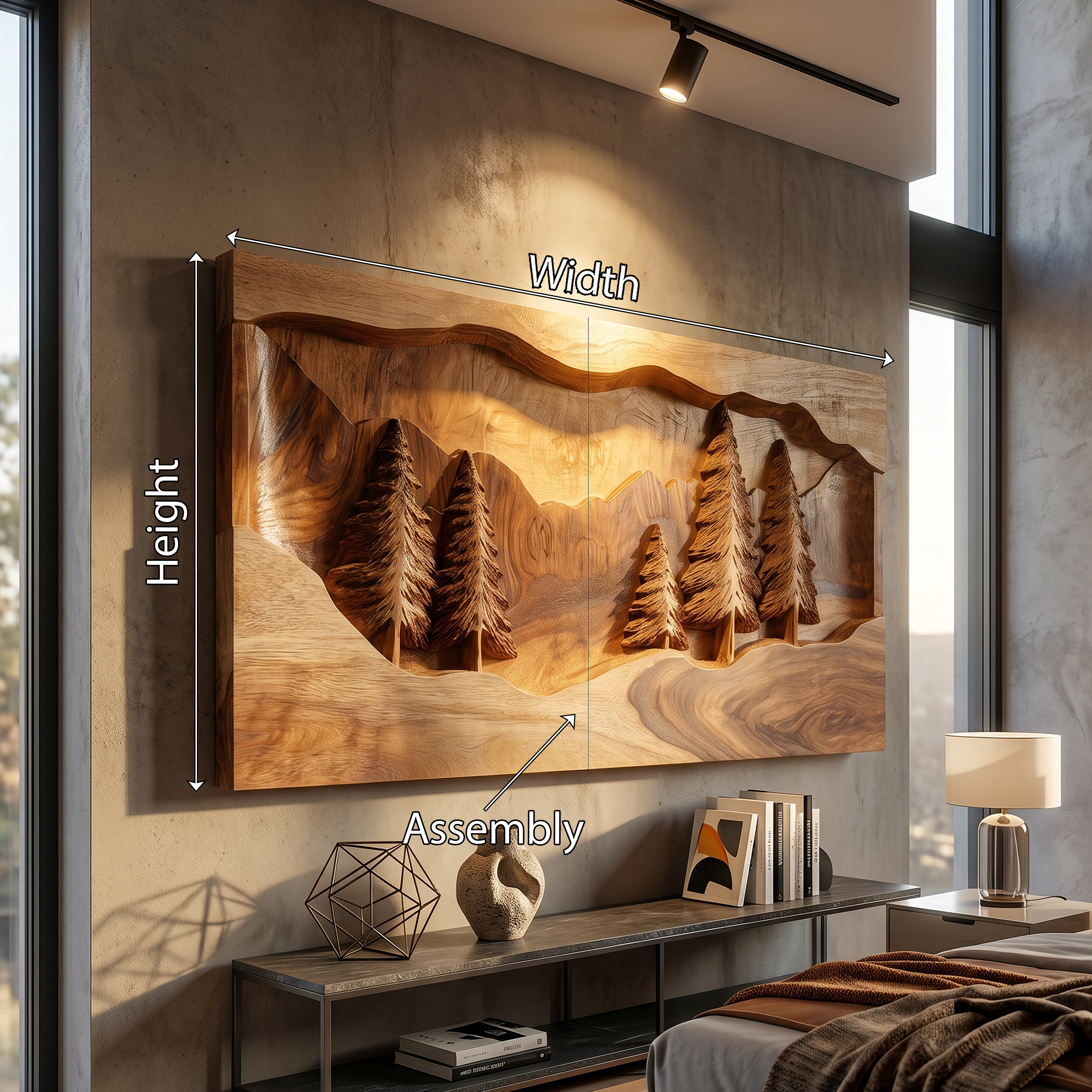Rustic Mountain Forest Wood Wall Art Modern Cabin Interior Decor SILDTTRWA106