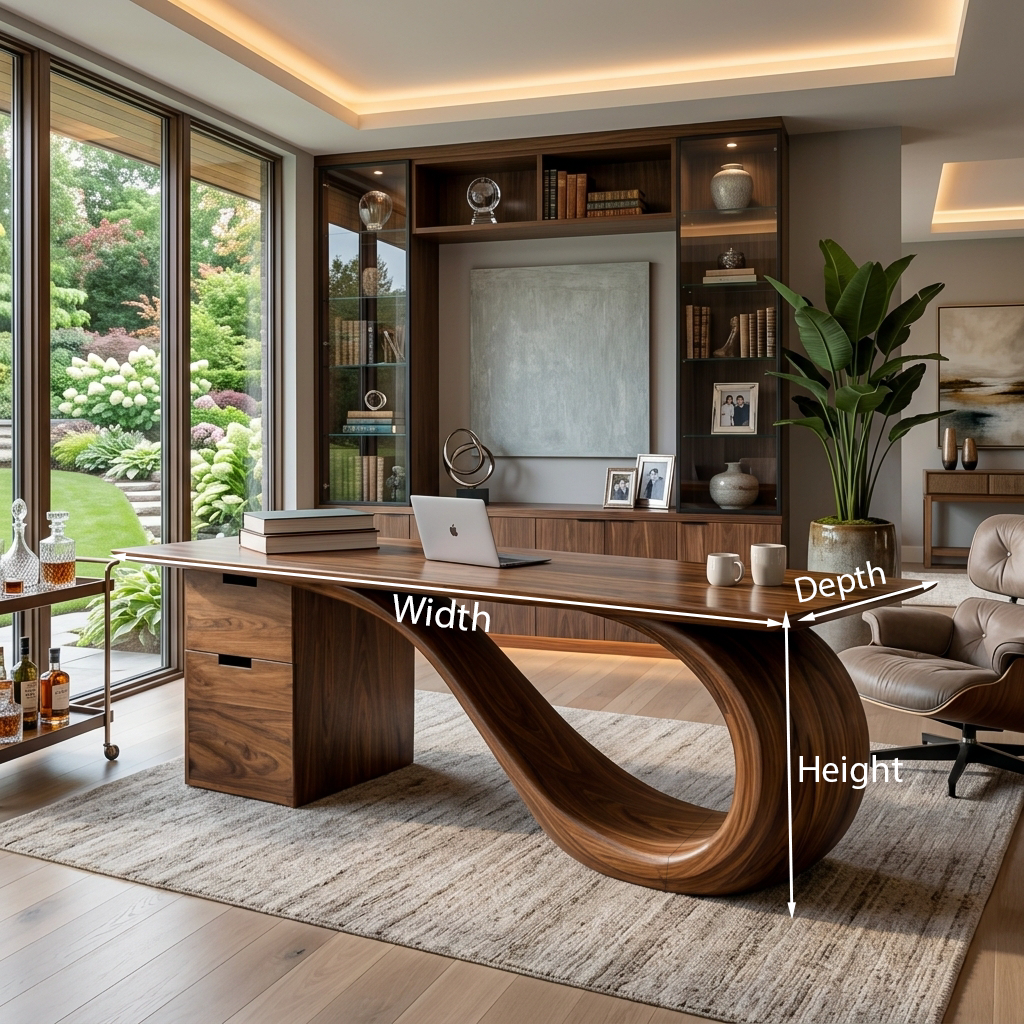 Modern Wooden Desk With Curved Base For Office RTTHTTDE075