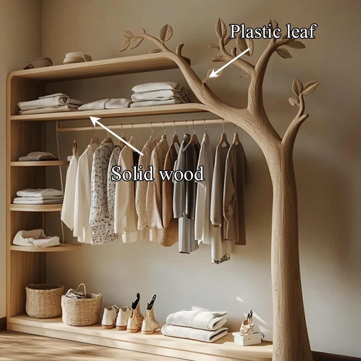 Rustic Tree Wardrobe Rack Bedroom Or Entryway Closet Storage SINLSATCR039