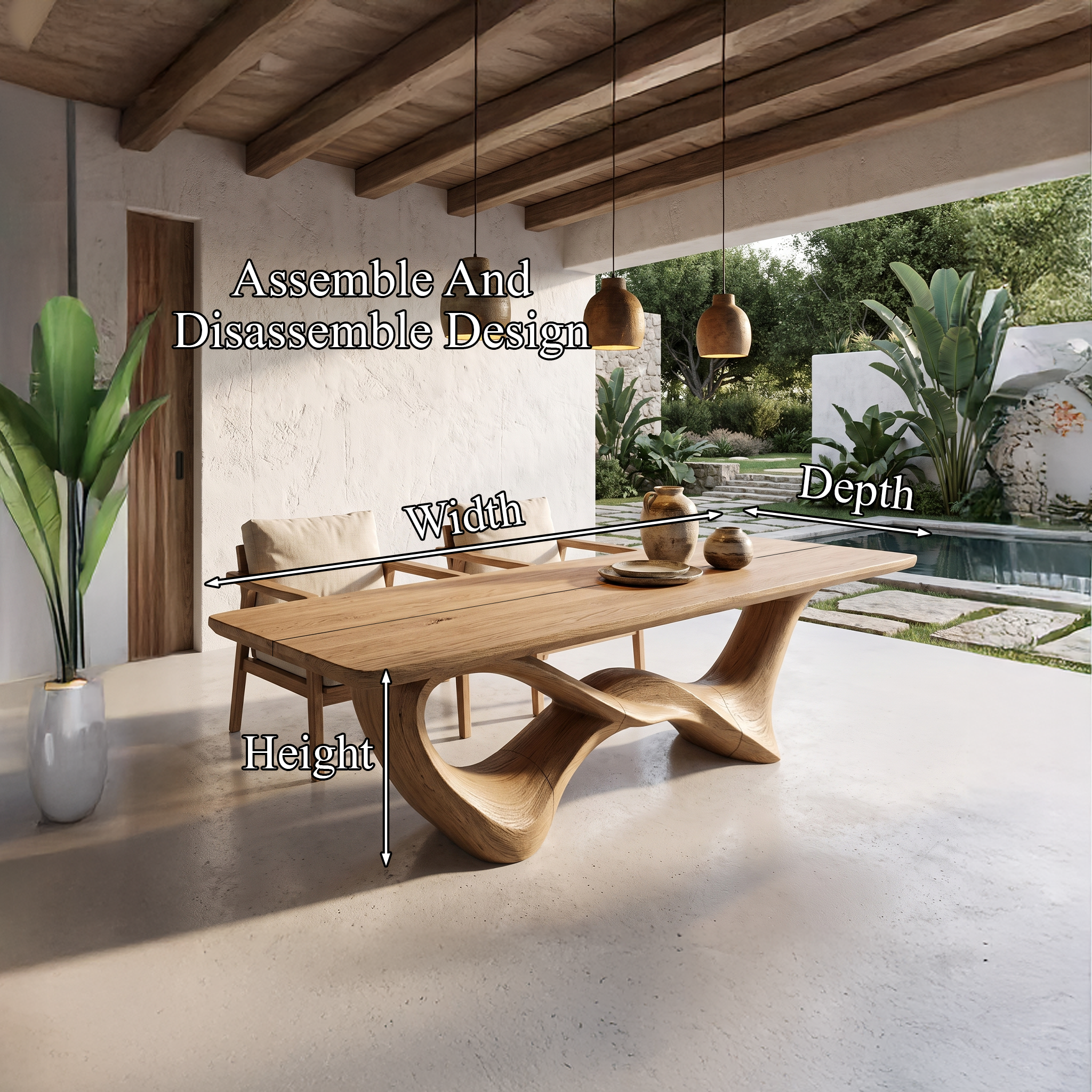 Organic Dining Table With Sculptural Infinity Design For Dining Room And Kitchen SINLHADN212