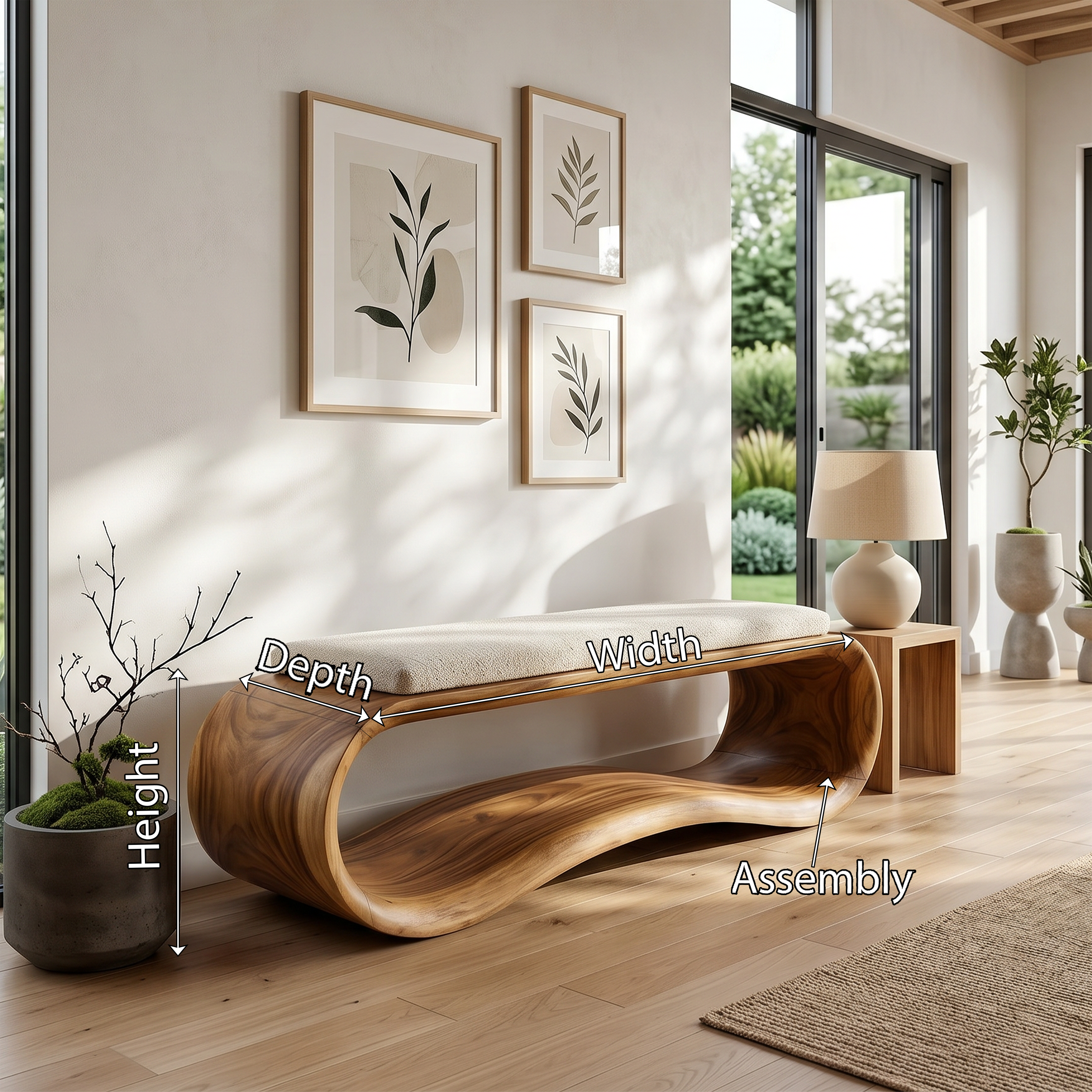 Luxury Wooden Accent Bench Modern Villa SILDTTRBEN065