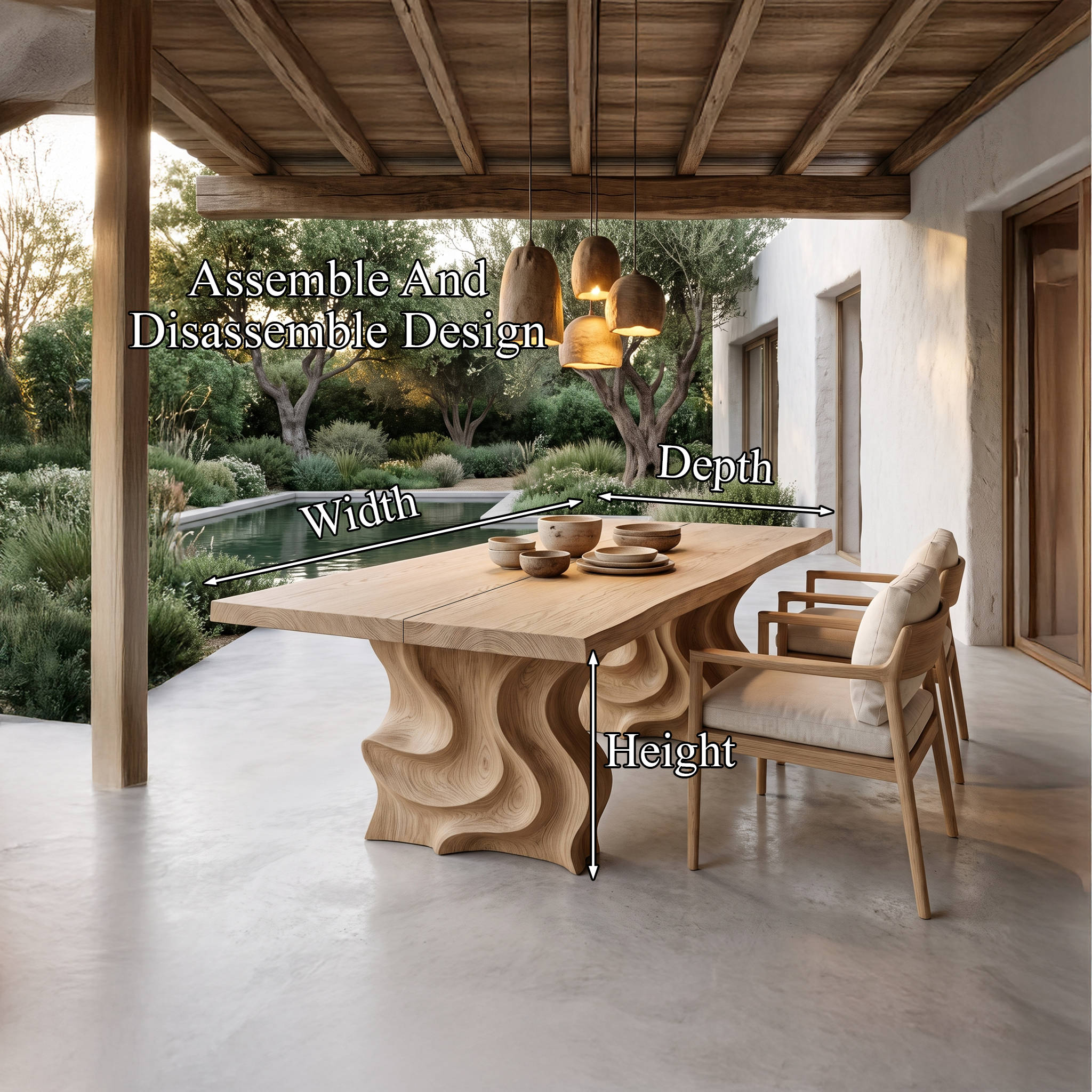 Modern Dining Table With Flowing Loop Design For Dining Room And Kitchen SINLHADN213