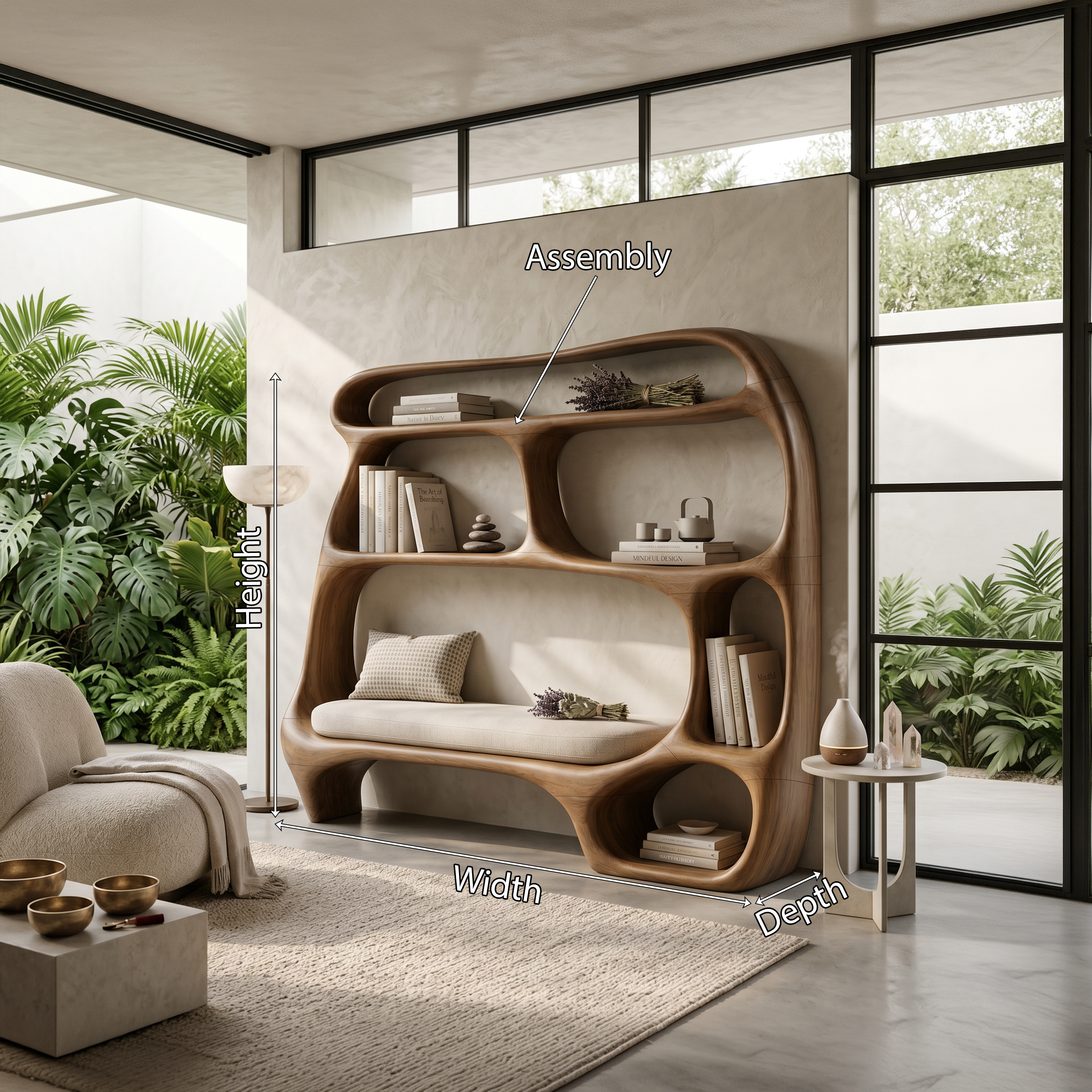 Contemporary Organic Bookshelf For Modern Living Room SILDTTNBS035
