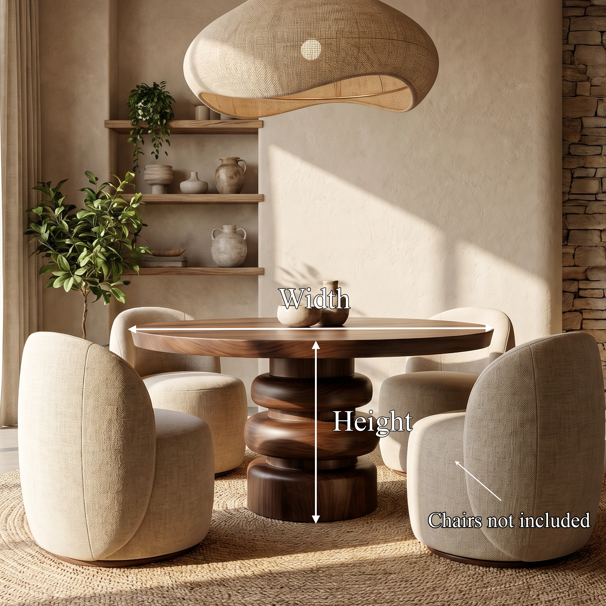 Rustic Sculptural Round Dining Table For Dining Room SINLSADT173