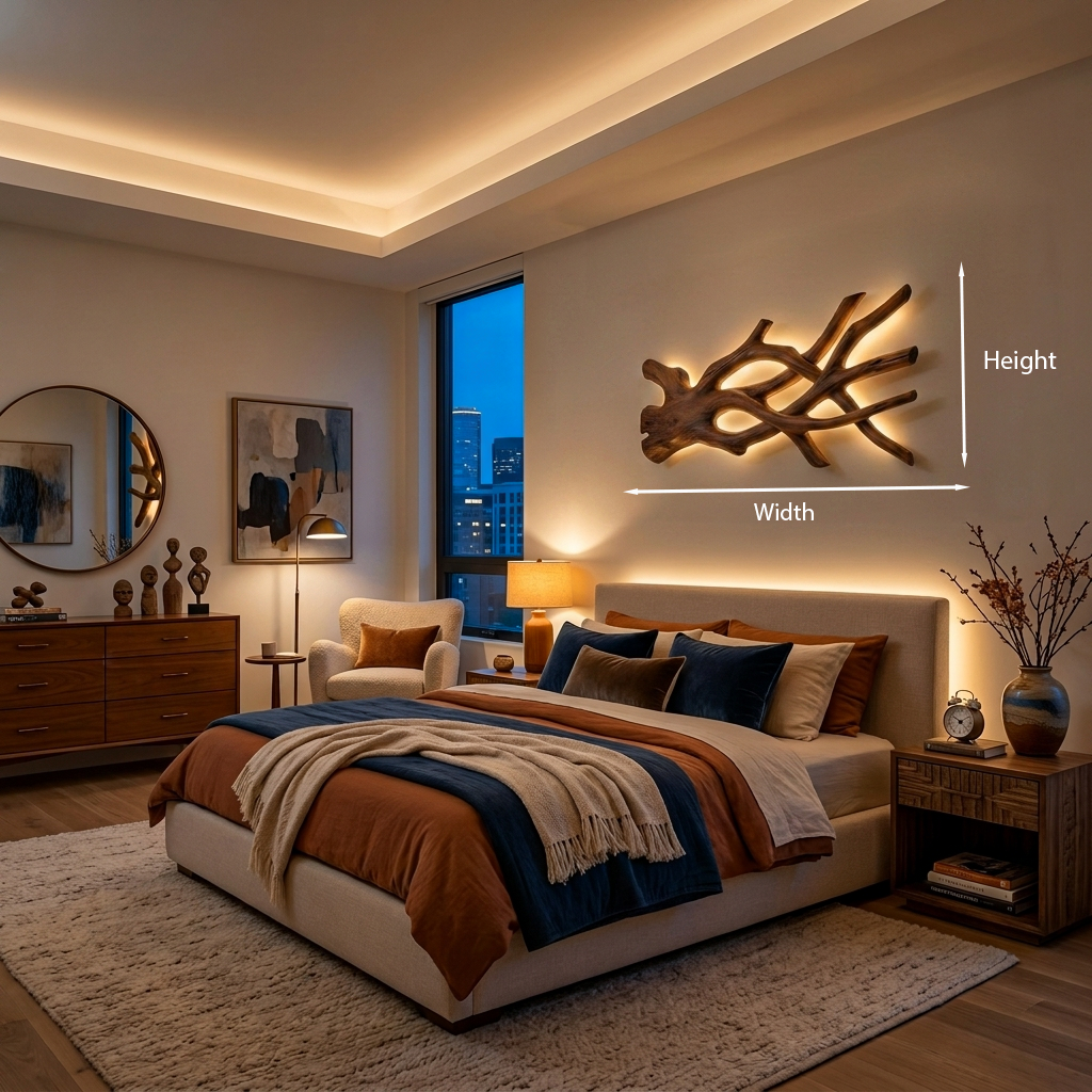 Rustic Sculptural Wood Wall Light For Bedroom Interior RTTHTTLAM054