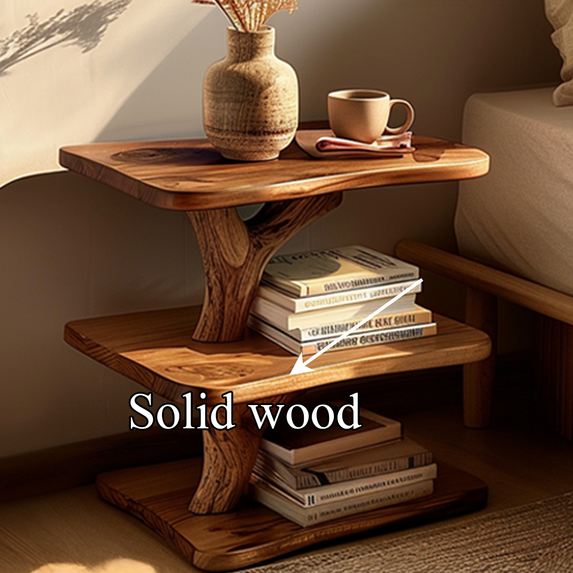 Rustic Tree Bedside Shelf Bedroom SINLSABT074