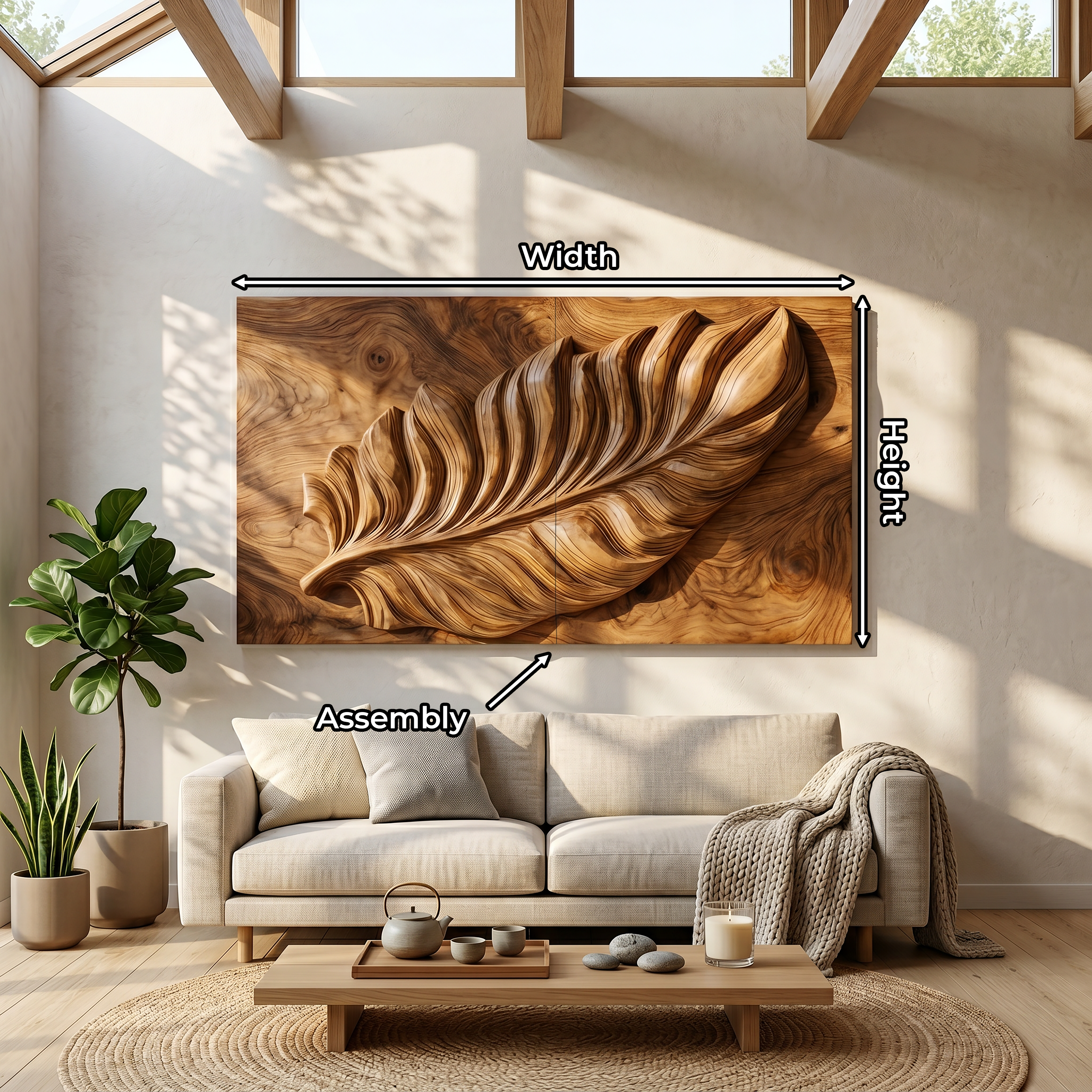 Nature Wall Art With Carved Leaf Design For Living Room SILDTTRWA137