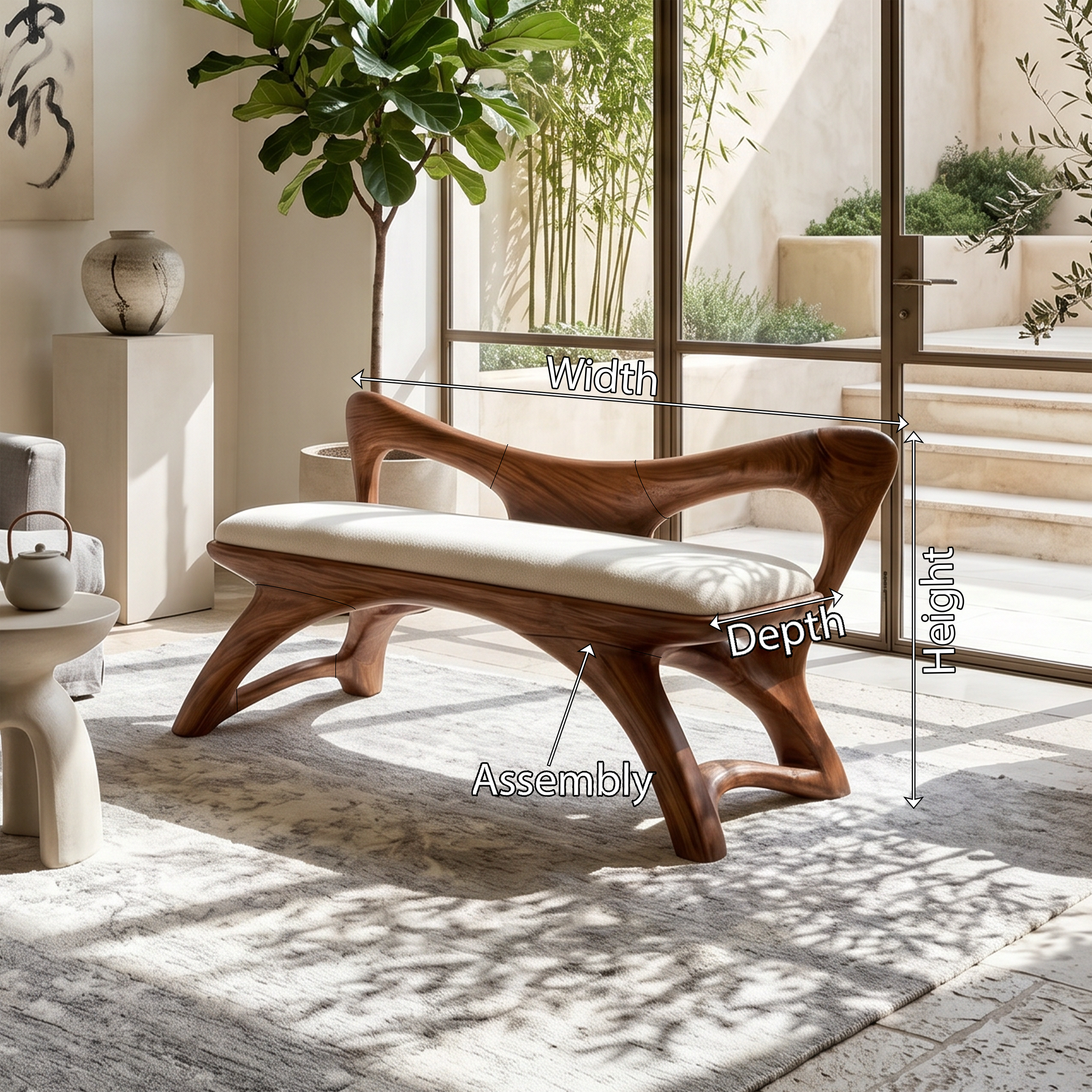 Organic Modern Wooden Bench Luxury Entryway SILDTTRBEN053
