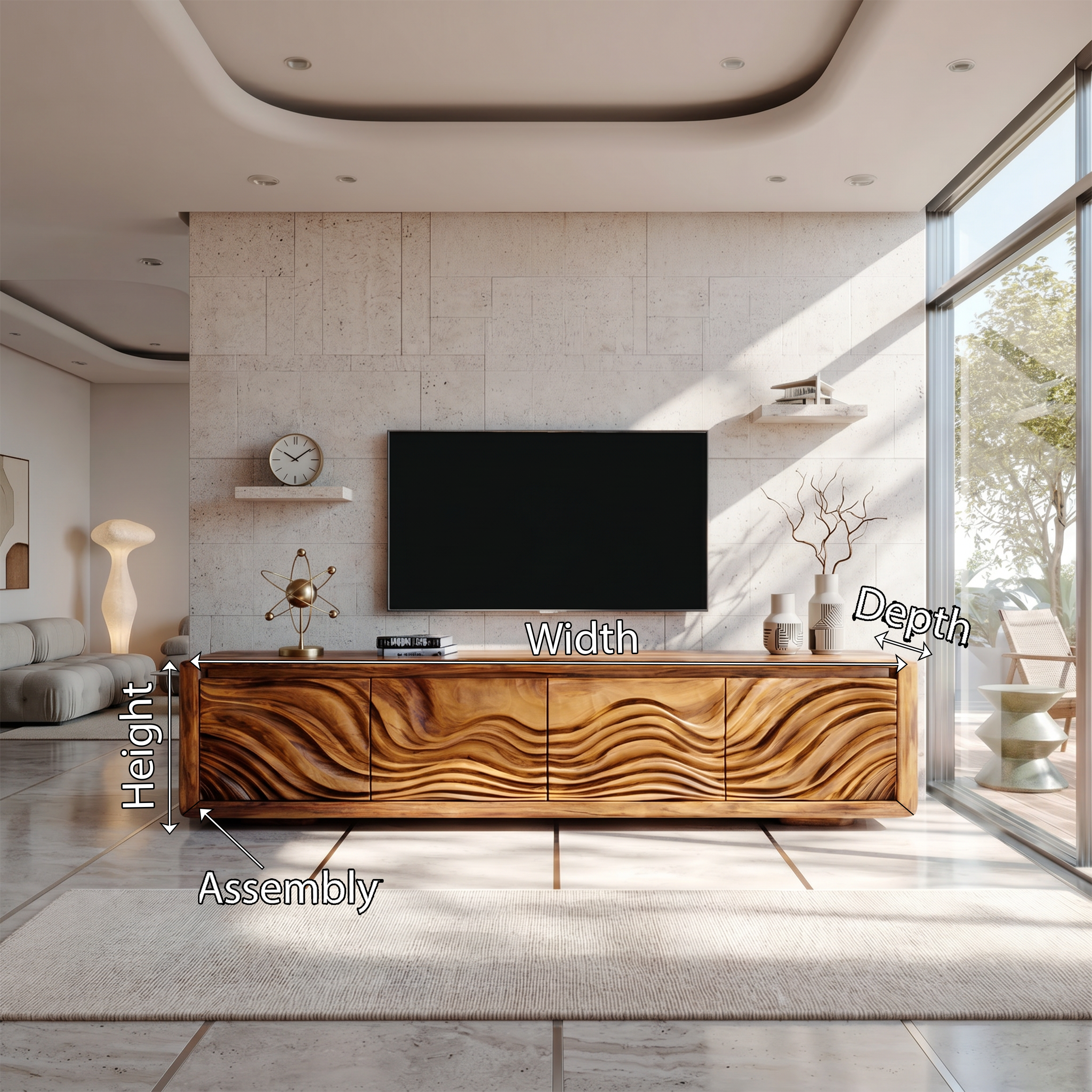 Organic Curved Media Console For Mediterranean Boho Interior SILDTTRTVC098