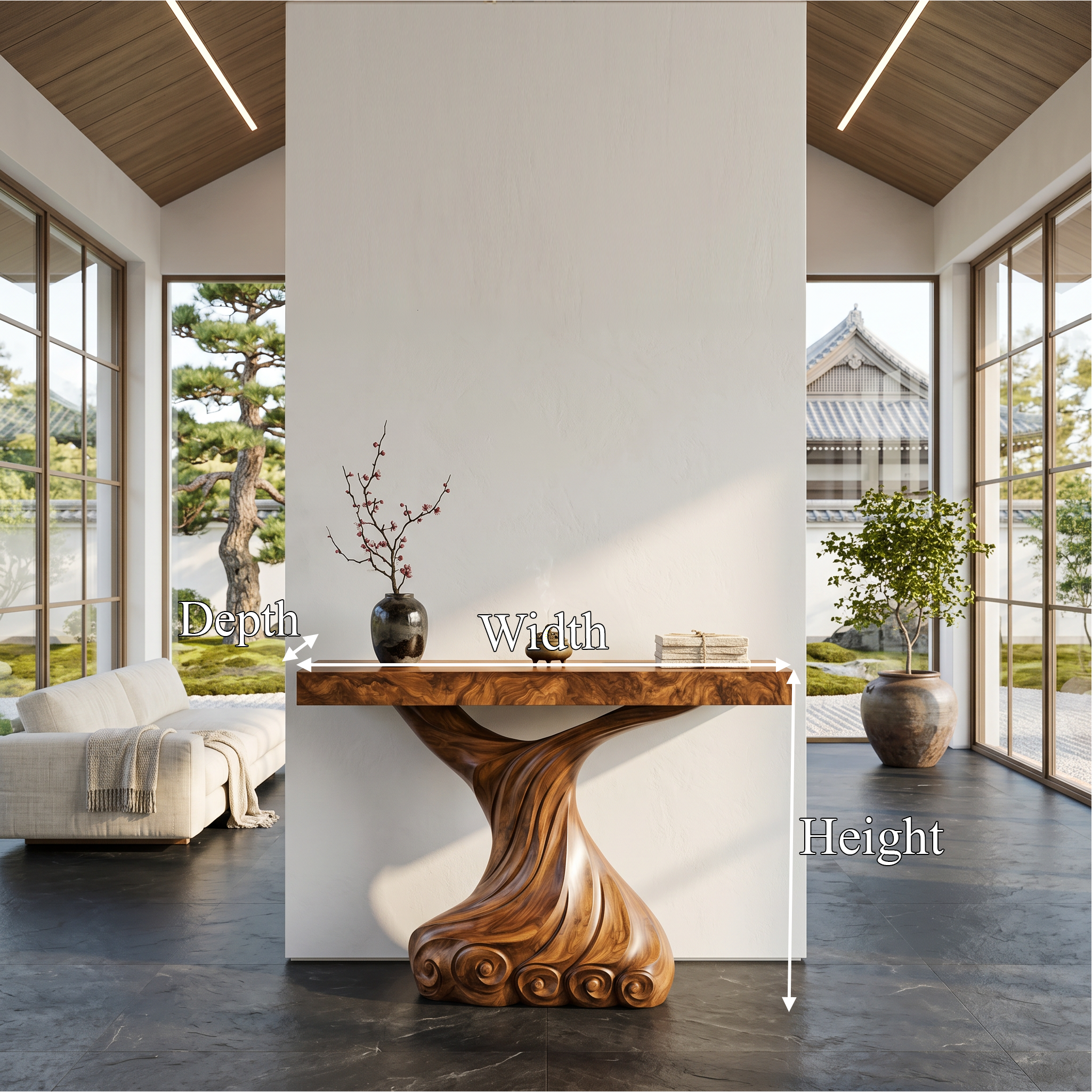 Contemporary Console Table With Carved Twist Form For Hallway SINLSACS632
