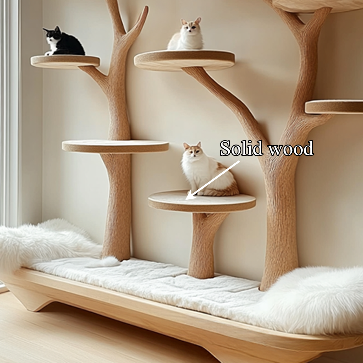 Rustic Cat Tree Play Furniture With Bench Living Room SINLSATT061