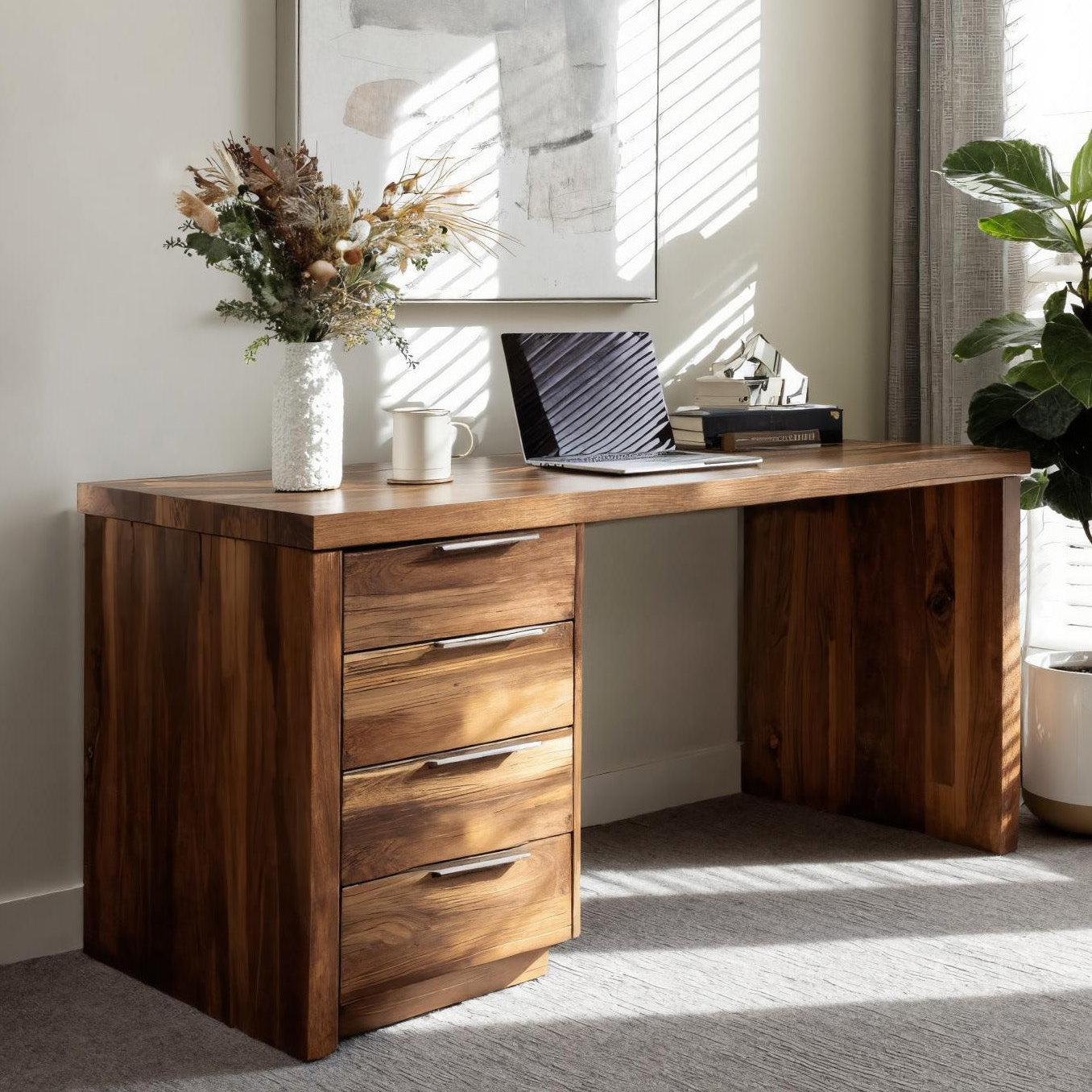 Minimalist Office Desk With Storage Drawers For Home Study SITHHNDE052